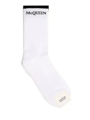 Alexander McQueen Logo Intarsia Knit Stretched Socks