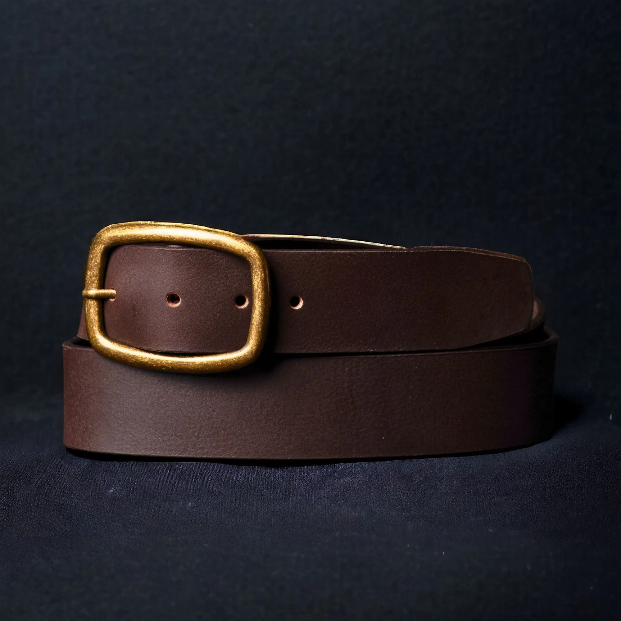 Amara - Brown Leather Dress Belt with Gold Buckle - Made in Canada