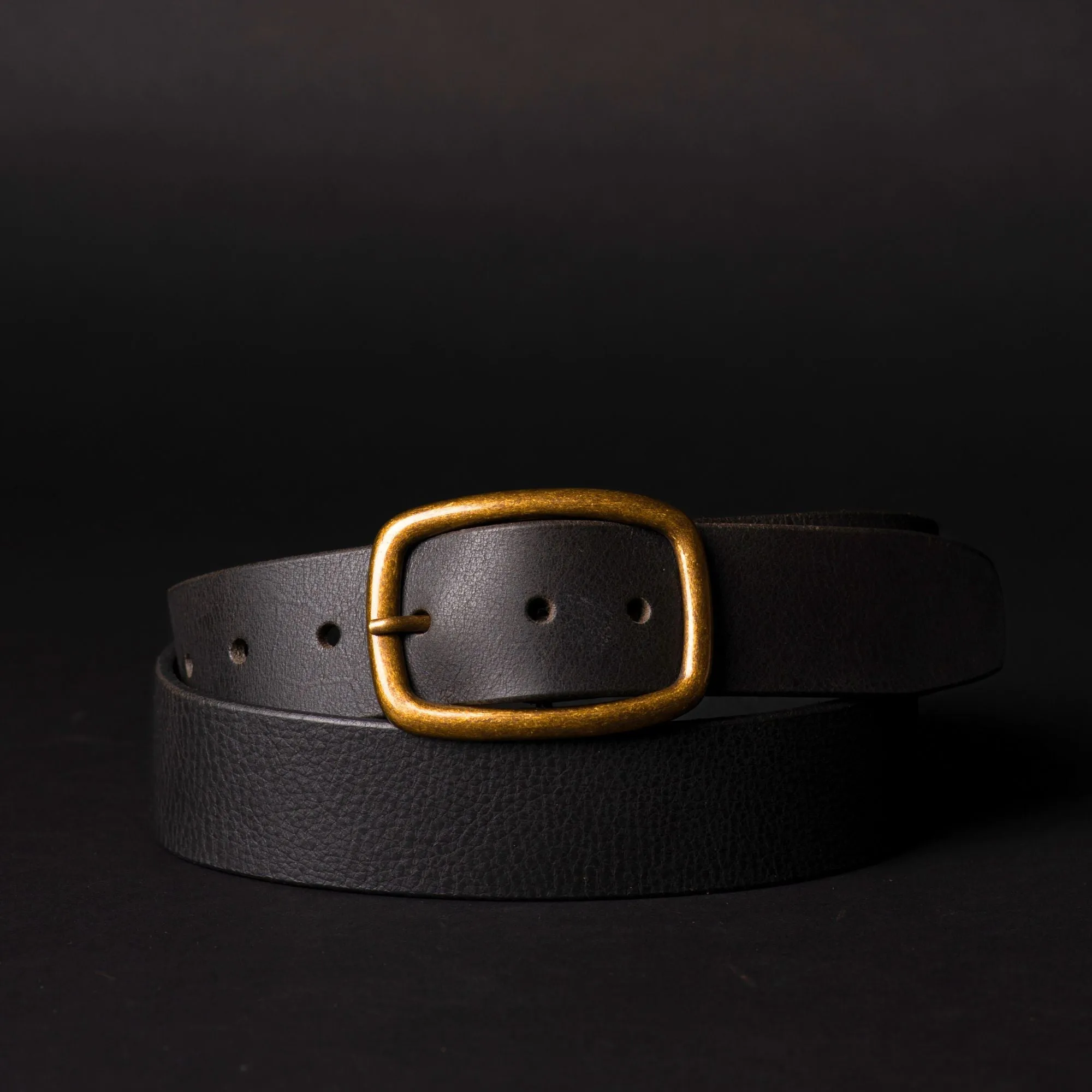 Amara - Brown Leather Dress Belt with Gold Buckle - Made in Canada