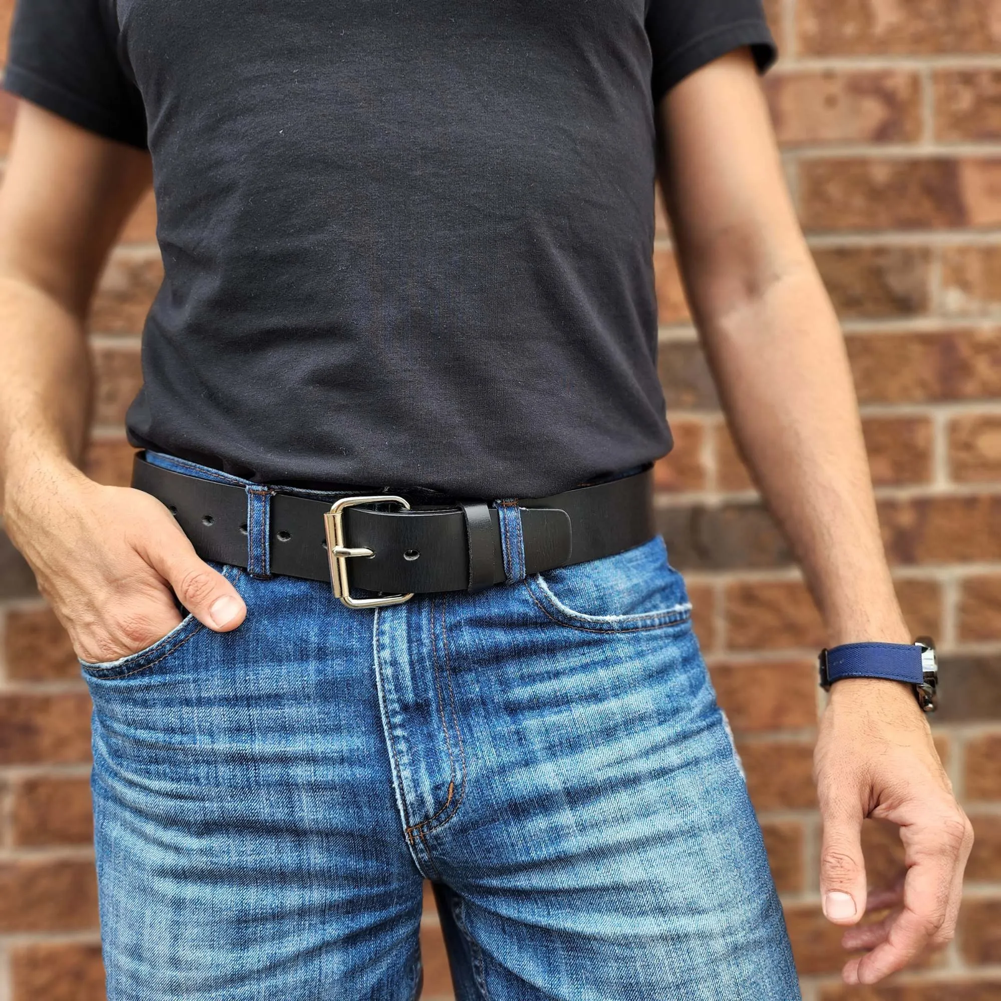 Black 45 mm Custom Engraved Bridle Leather Belt