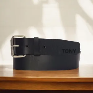 Black 45 mm Custom Engraved Bridle Leather Belt