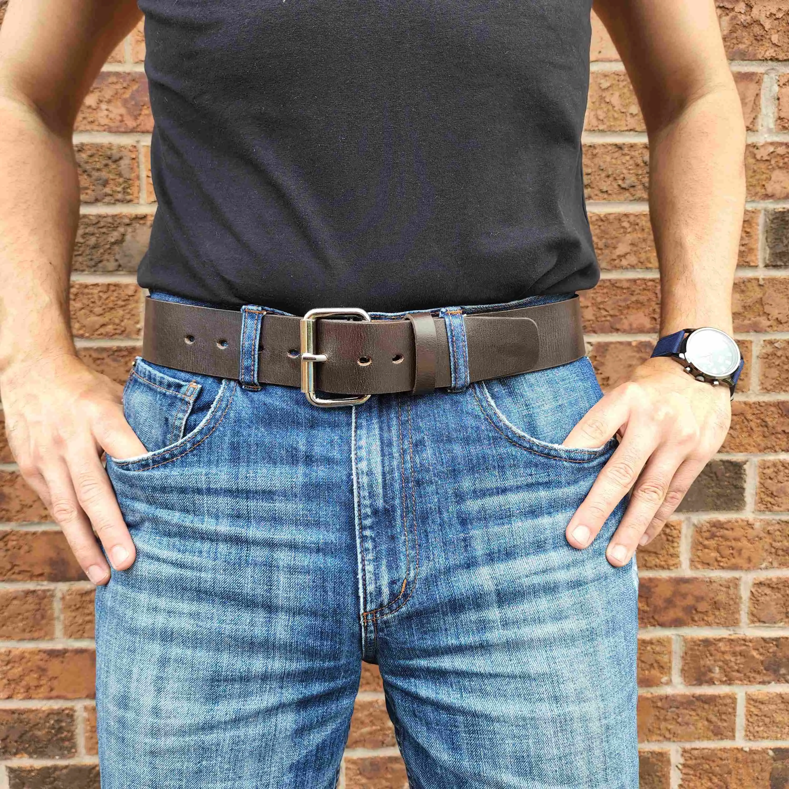 Black 45 mm Custom Engraved Bridle Leather Belt