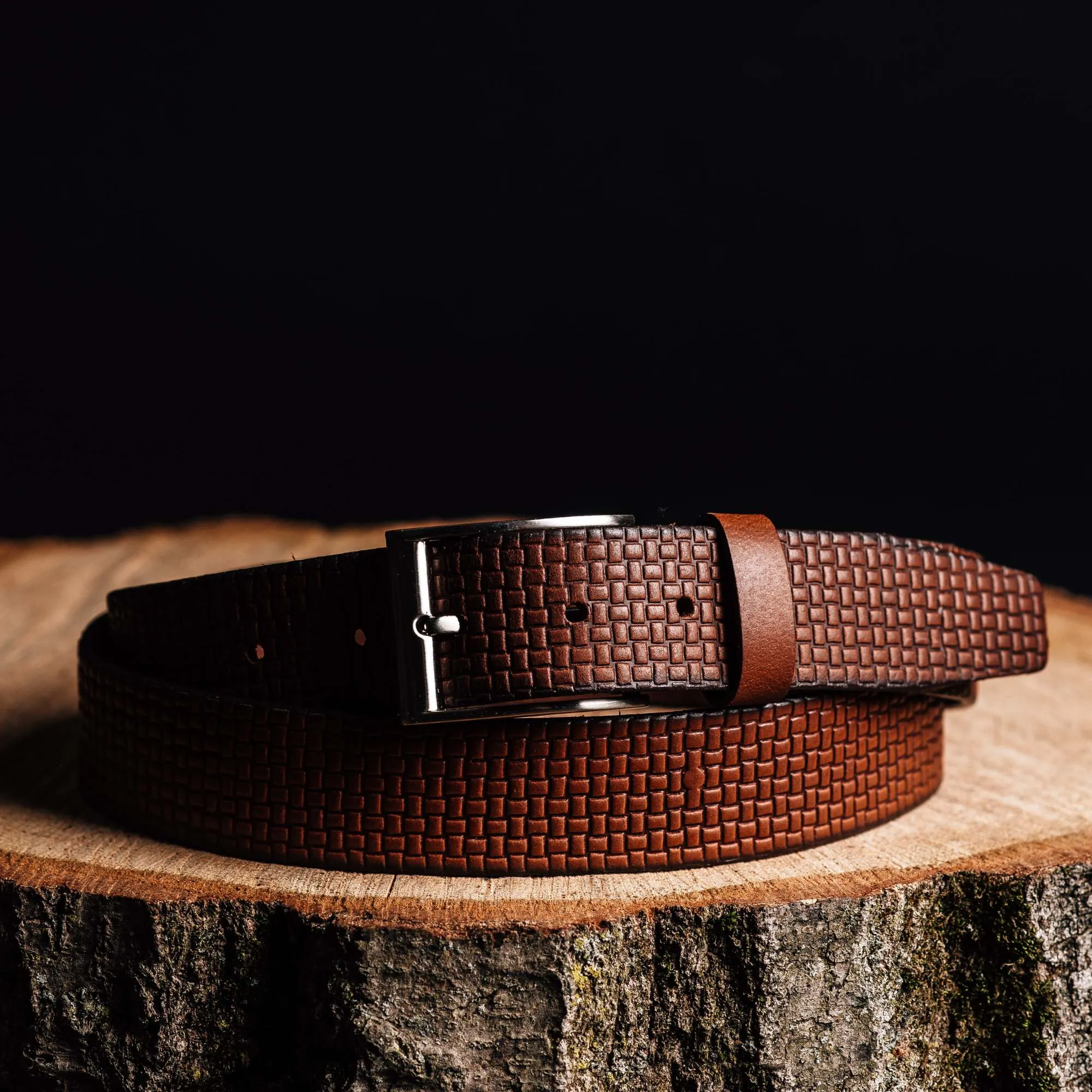 Black Formal Textured 100% Real Leather Belt Made in Canada