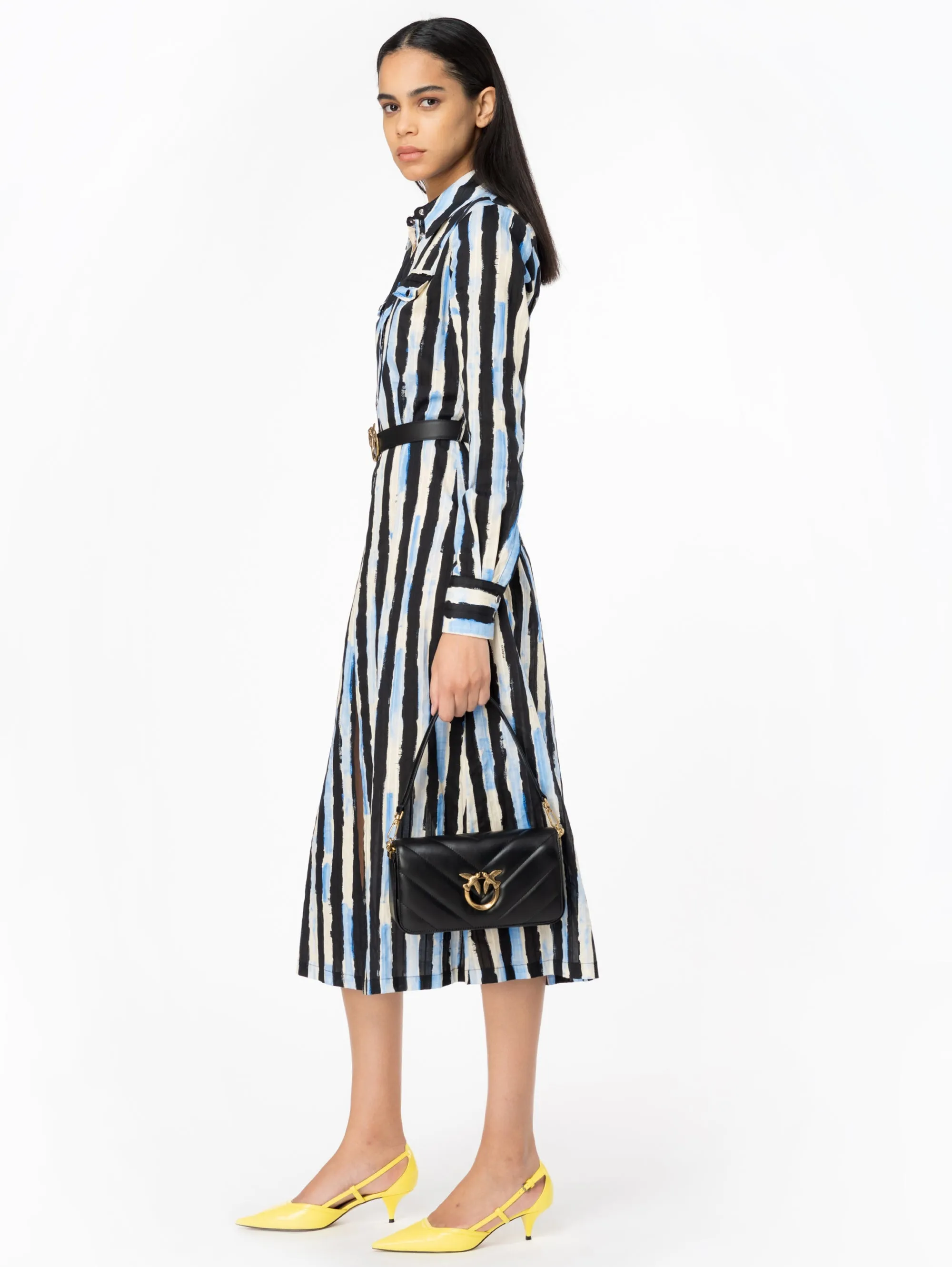 Black Striped Shirt Dress