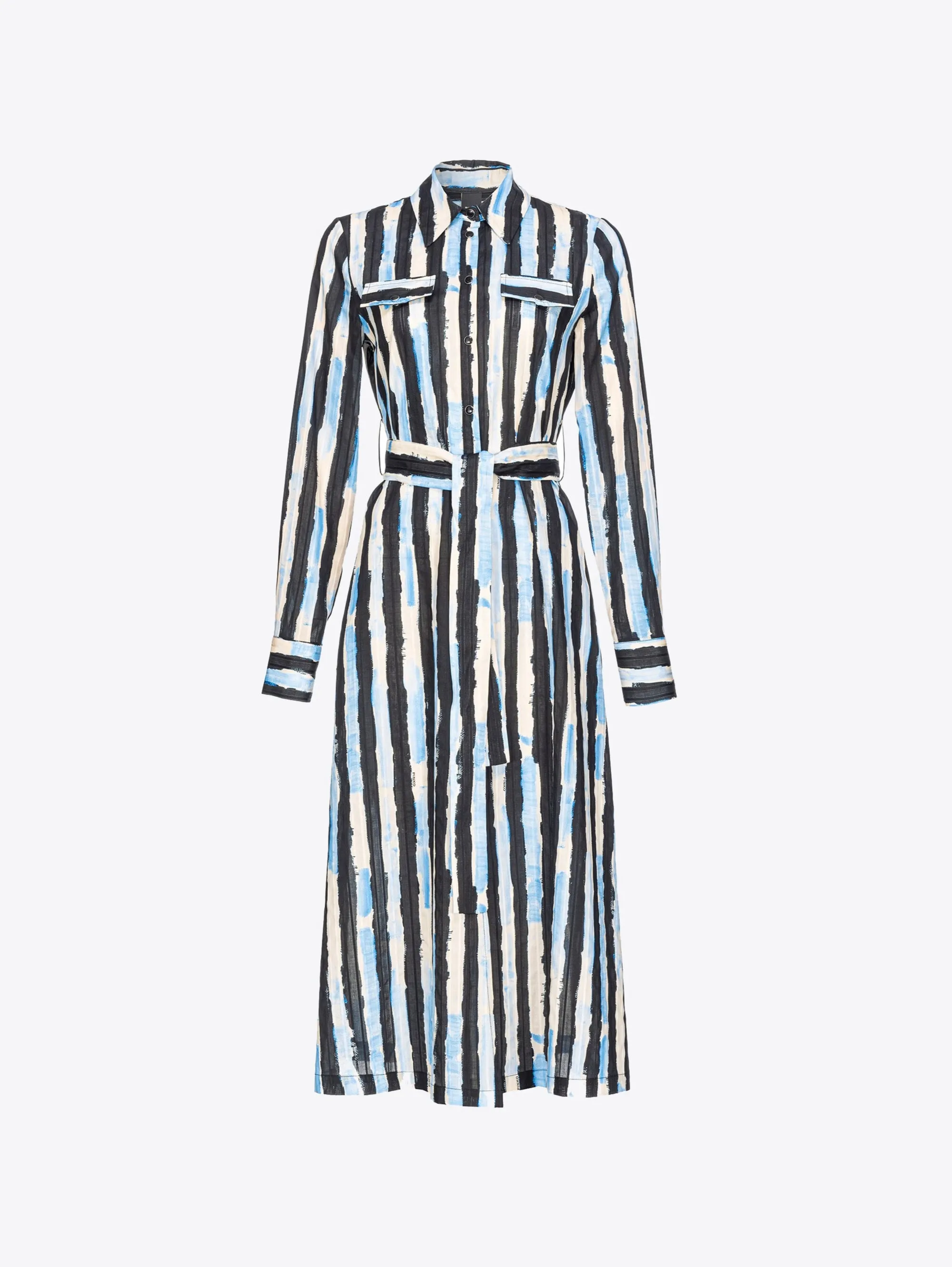 Black Striped Shirt Dress