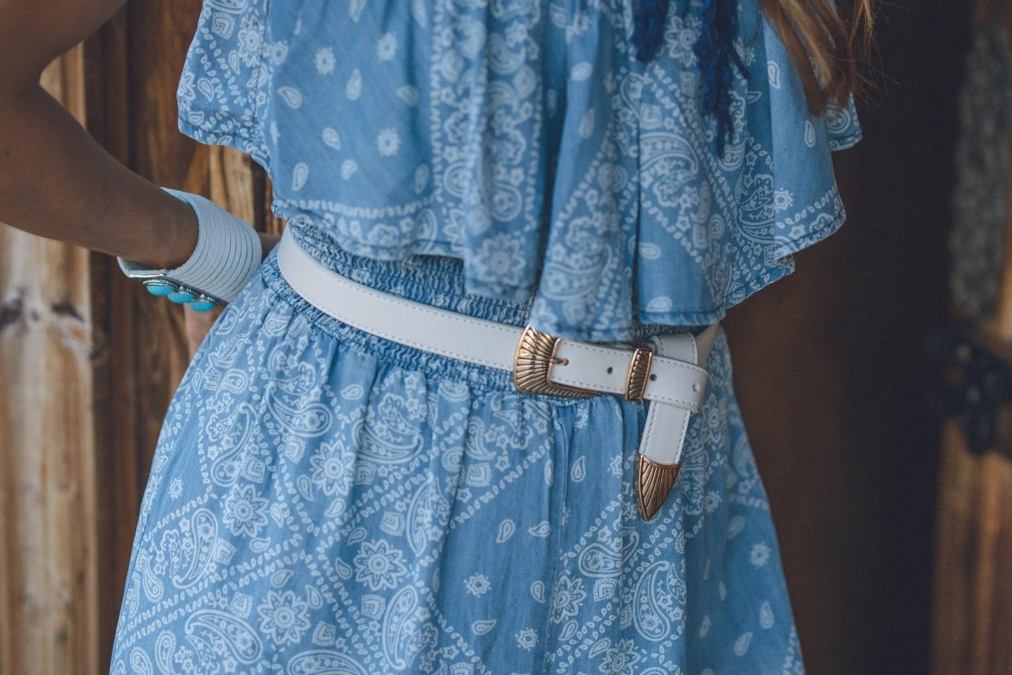 Boho Buckle Leather Belt Set