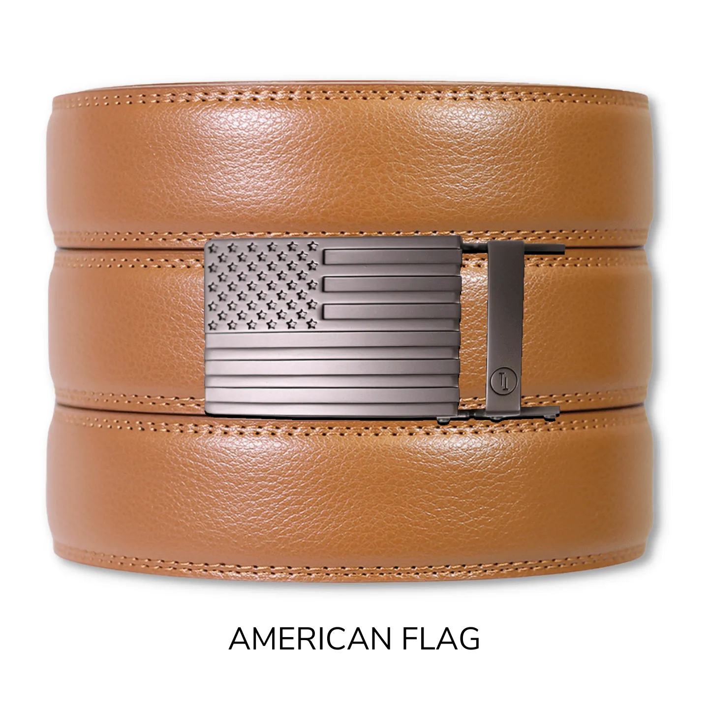 British Tan Leather Ratchet Belt & Buckle Set