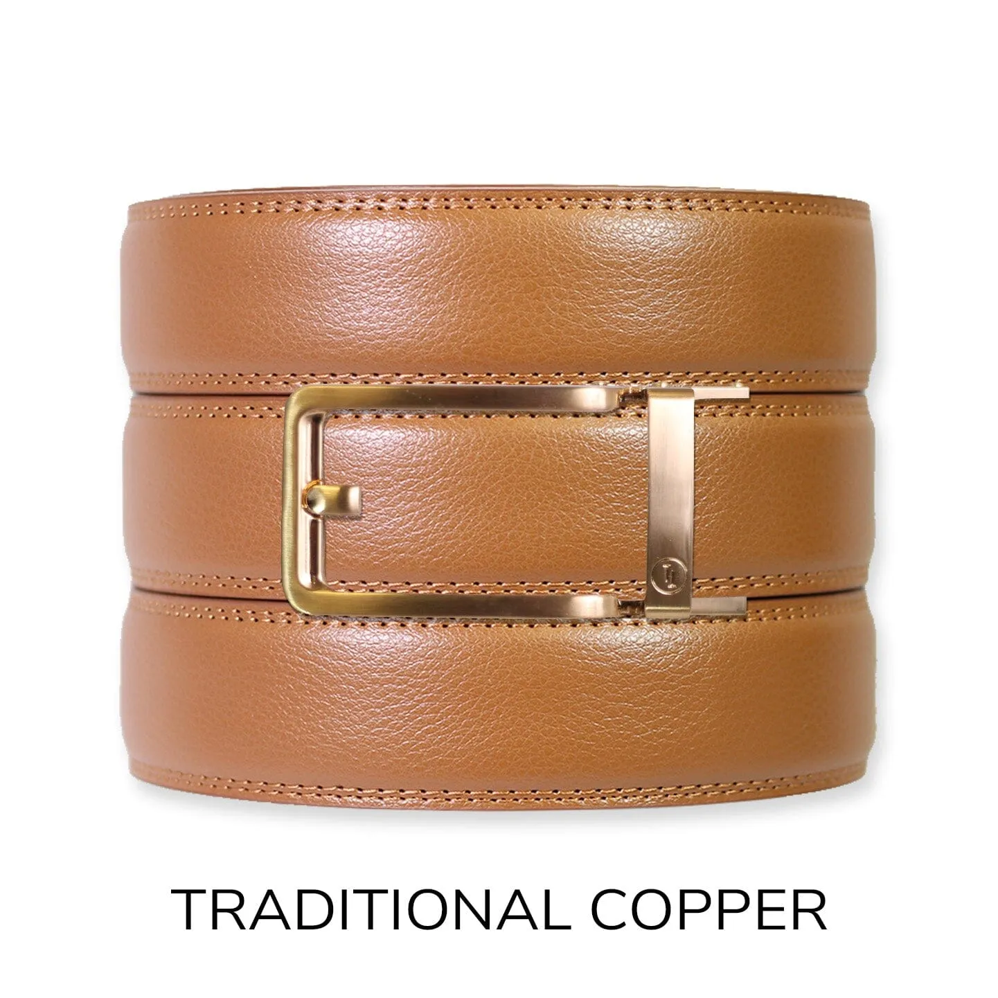British Tan Leather Ratchet Belt & Buckle Set