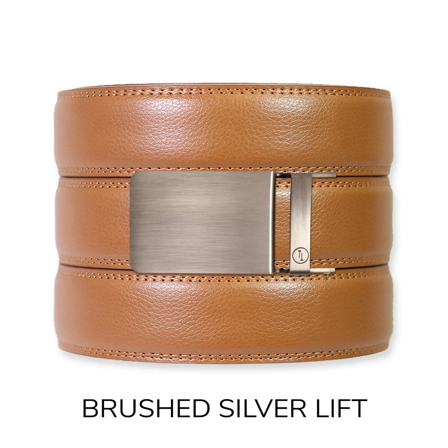 British Tan Leather Ratchet Belt & Buckle Set