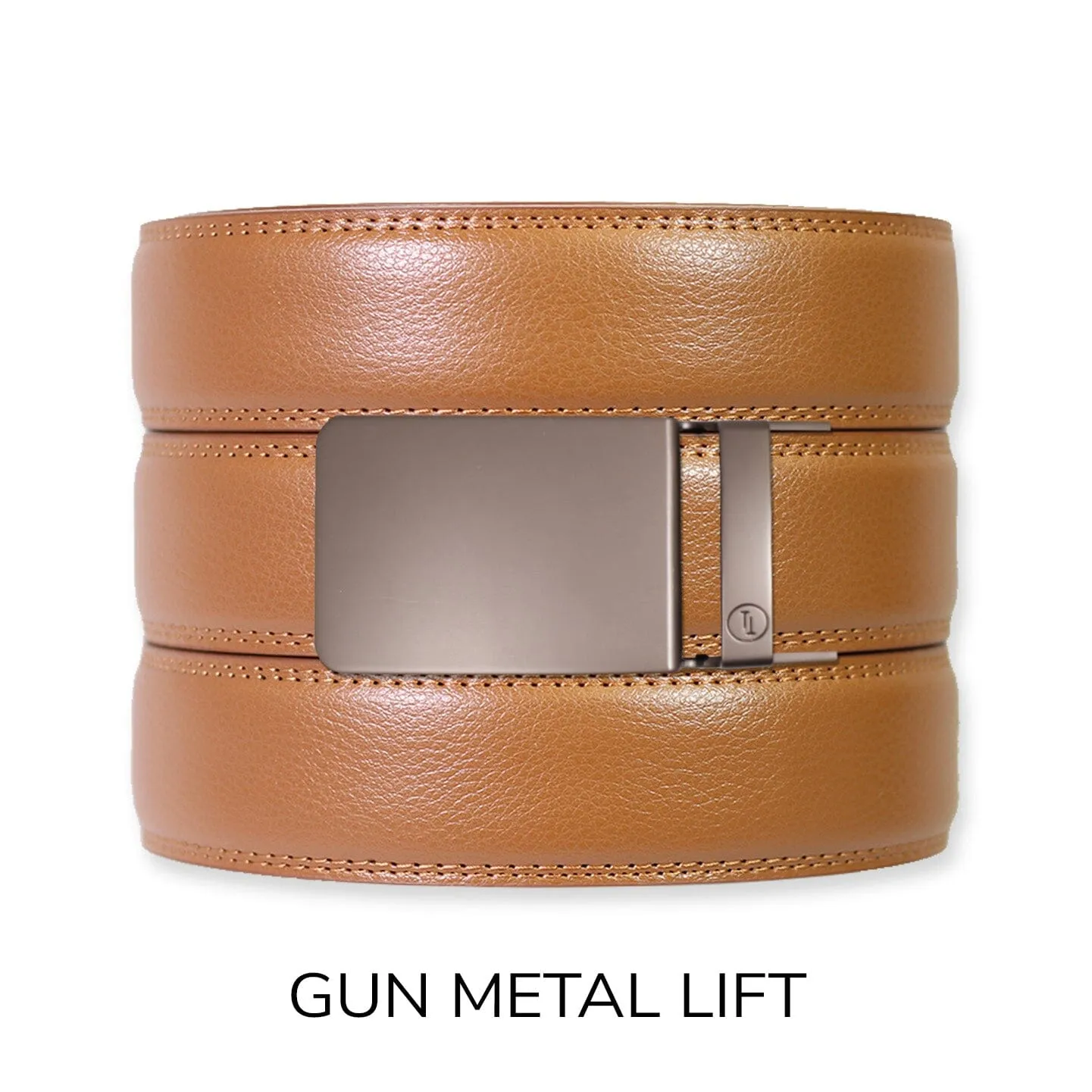 British Tan Leather Ratchet Belt & Buckle Set