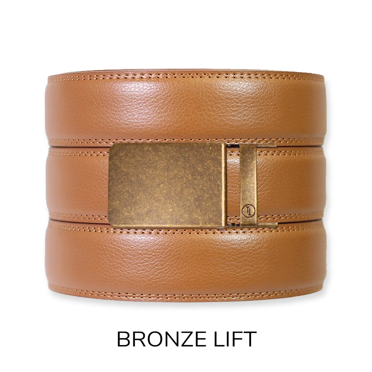 British Tan Leather Ratchet Belt & Buckle Set