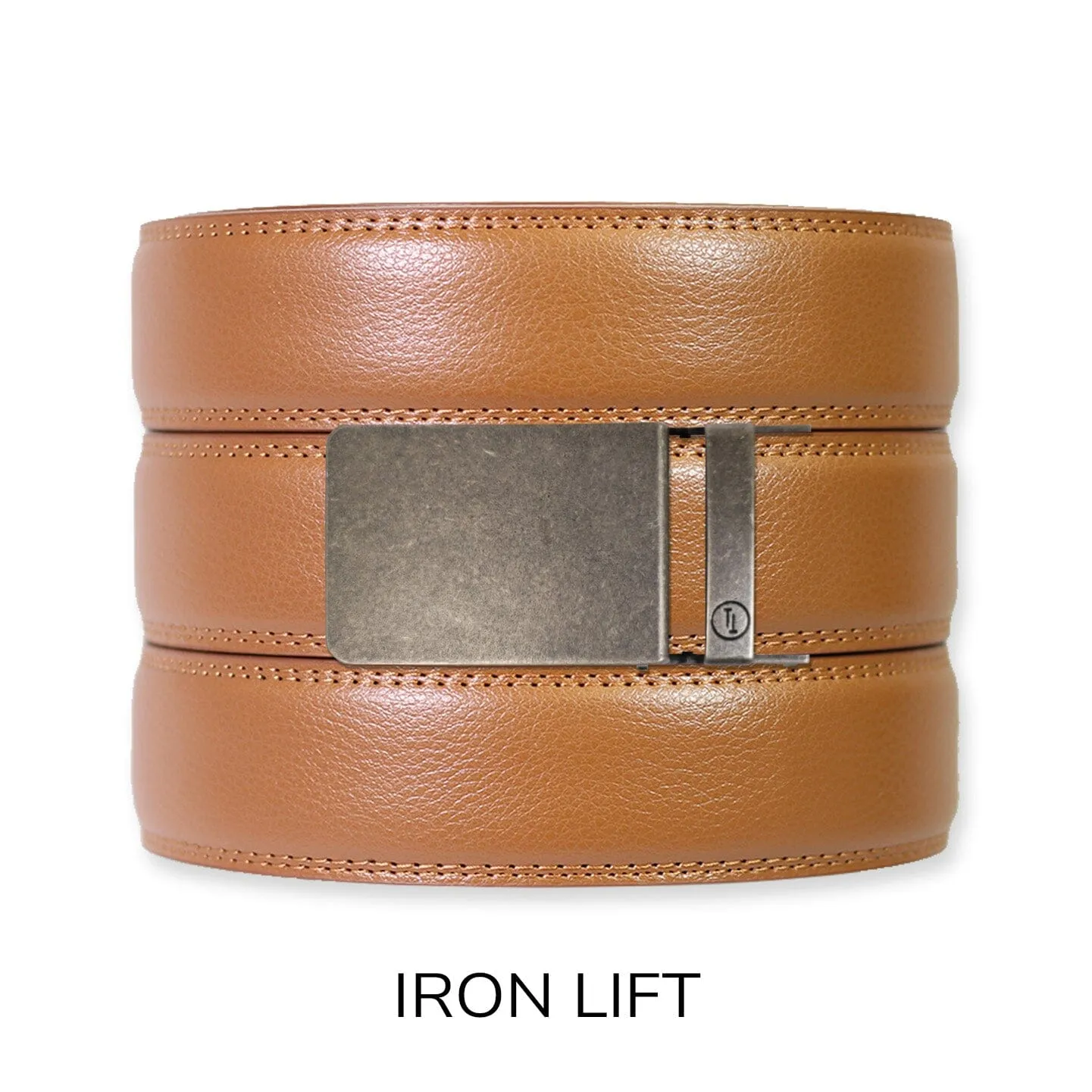 British Tan Leather Ratchet Belt & Buckle Set