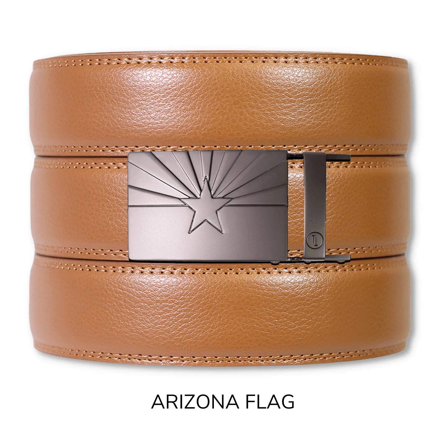 British Tan Leather Ratchet Belt & Buckle Set