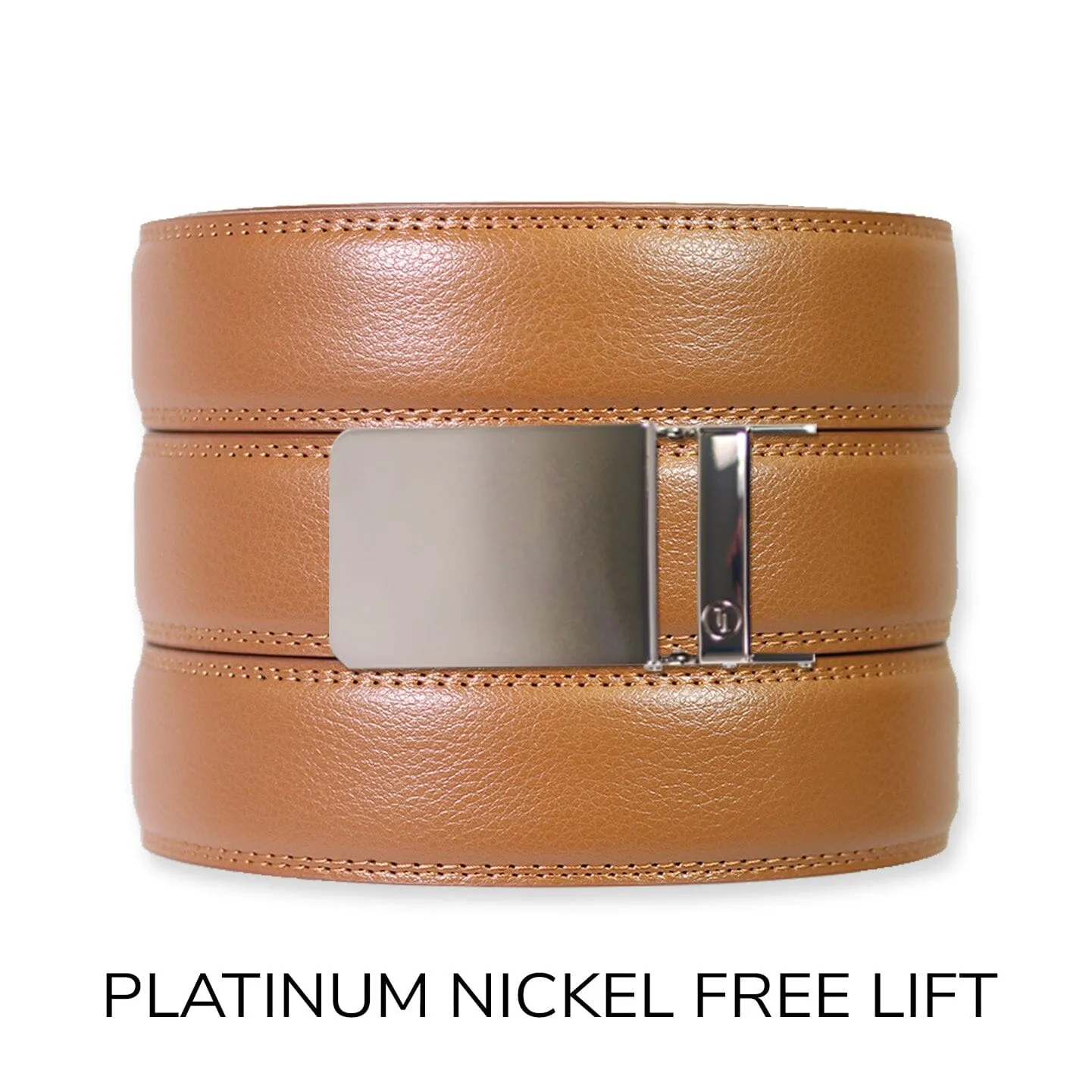 British Tan Leather Ratchet Belt & Buckle Set