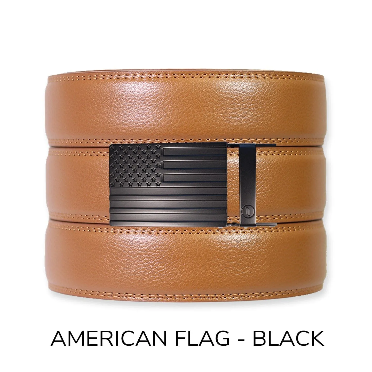 British Tan Leather Ratchet Belt & Buckle Set