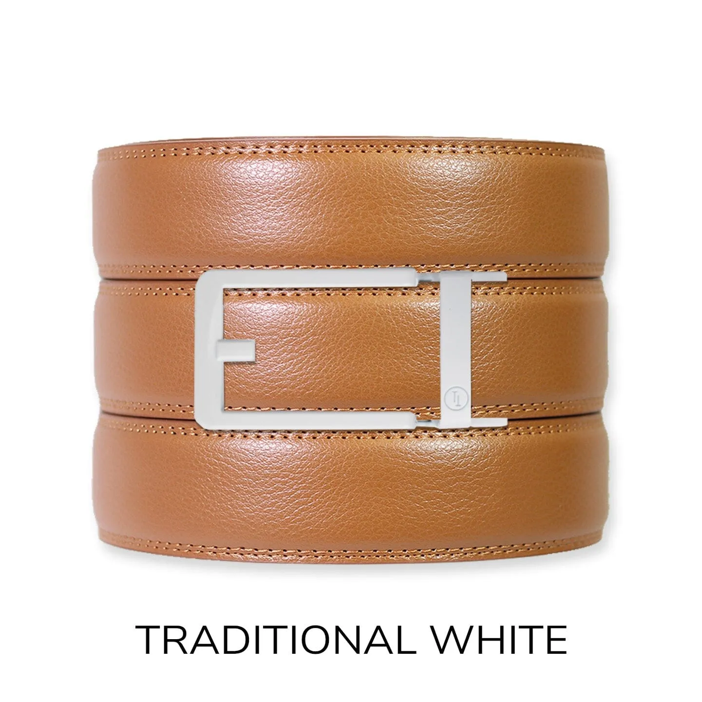 British Tan Leather Ratchet Belt & Buckle Set