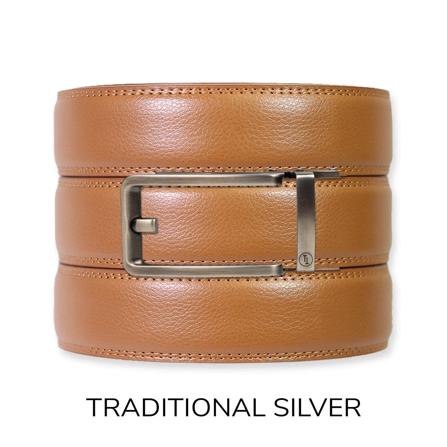 British Tan Leather Ratchet Belt & Buckle Set