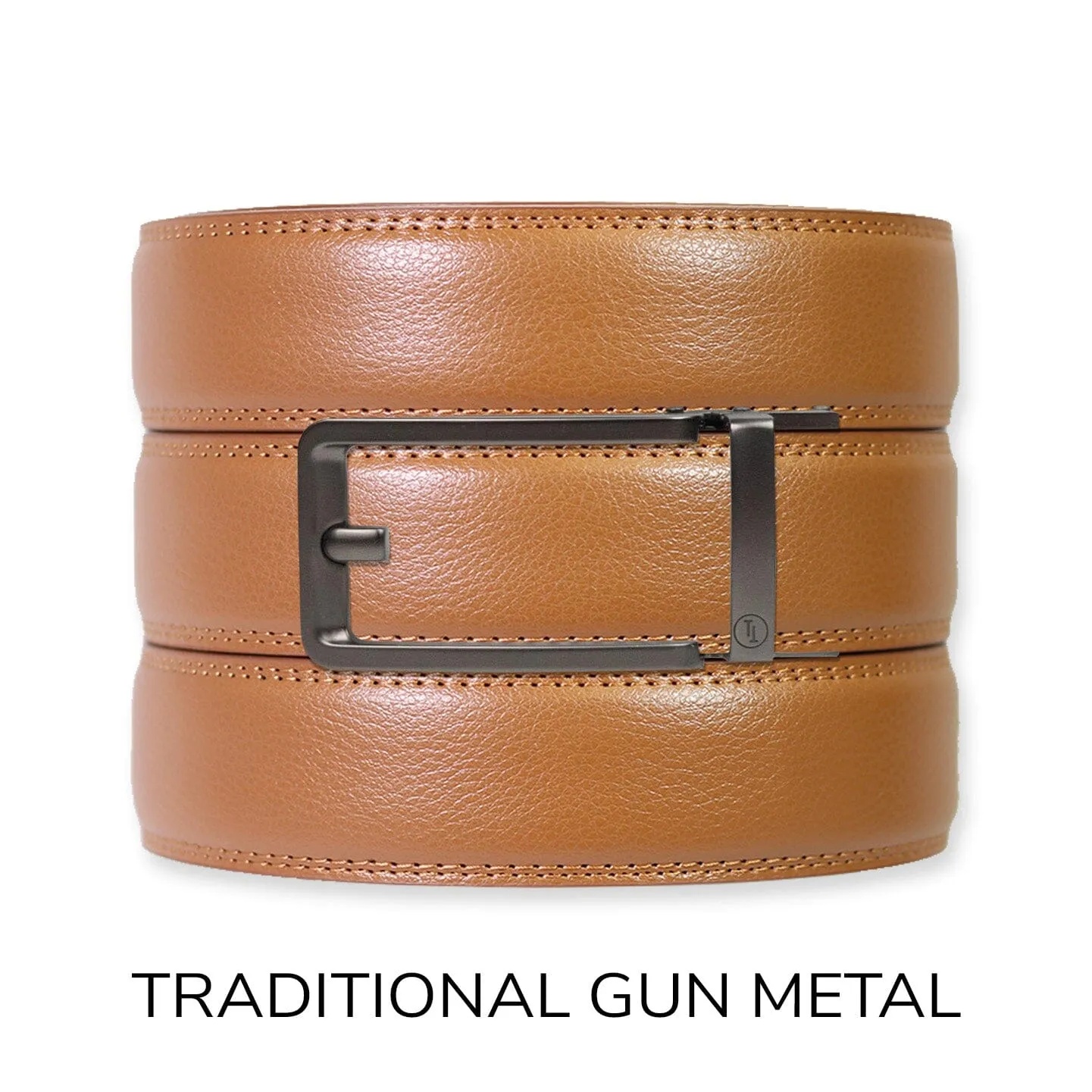 British Tan Leather Ratchet Belt & Buckle Set