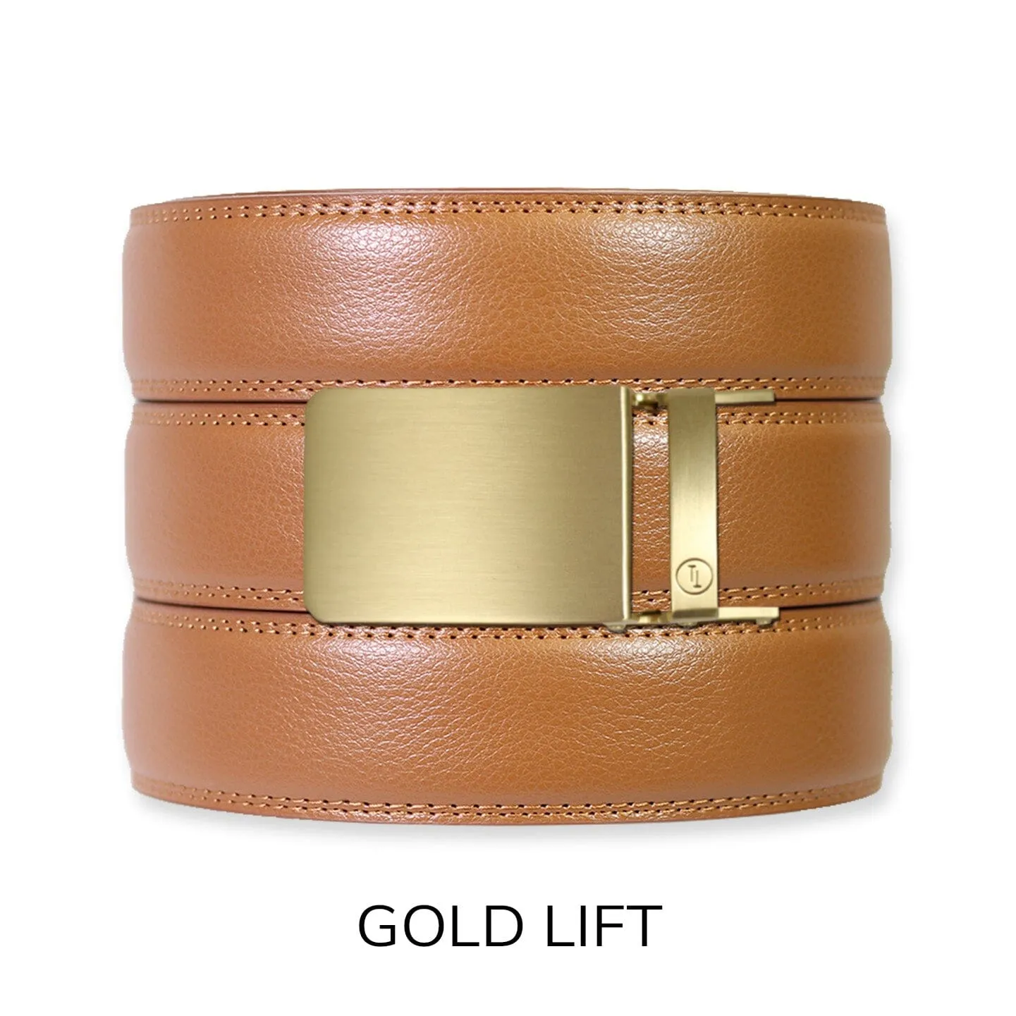 British Tan Leather Ratchet Belt & Buckle Set