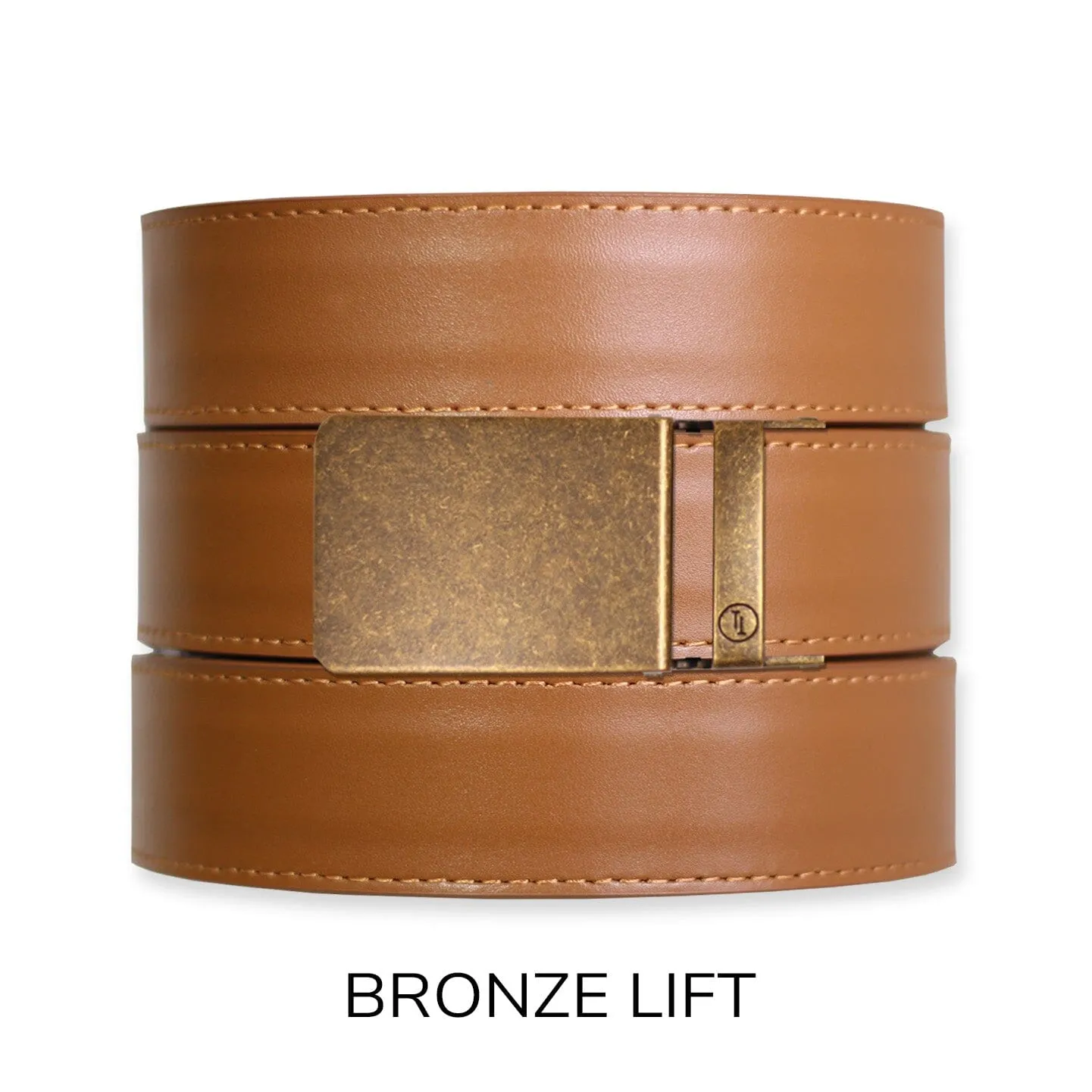 British Tan Top Grain Leather Ratchet Belt & Buckle Set