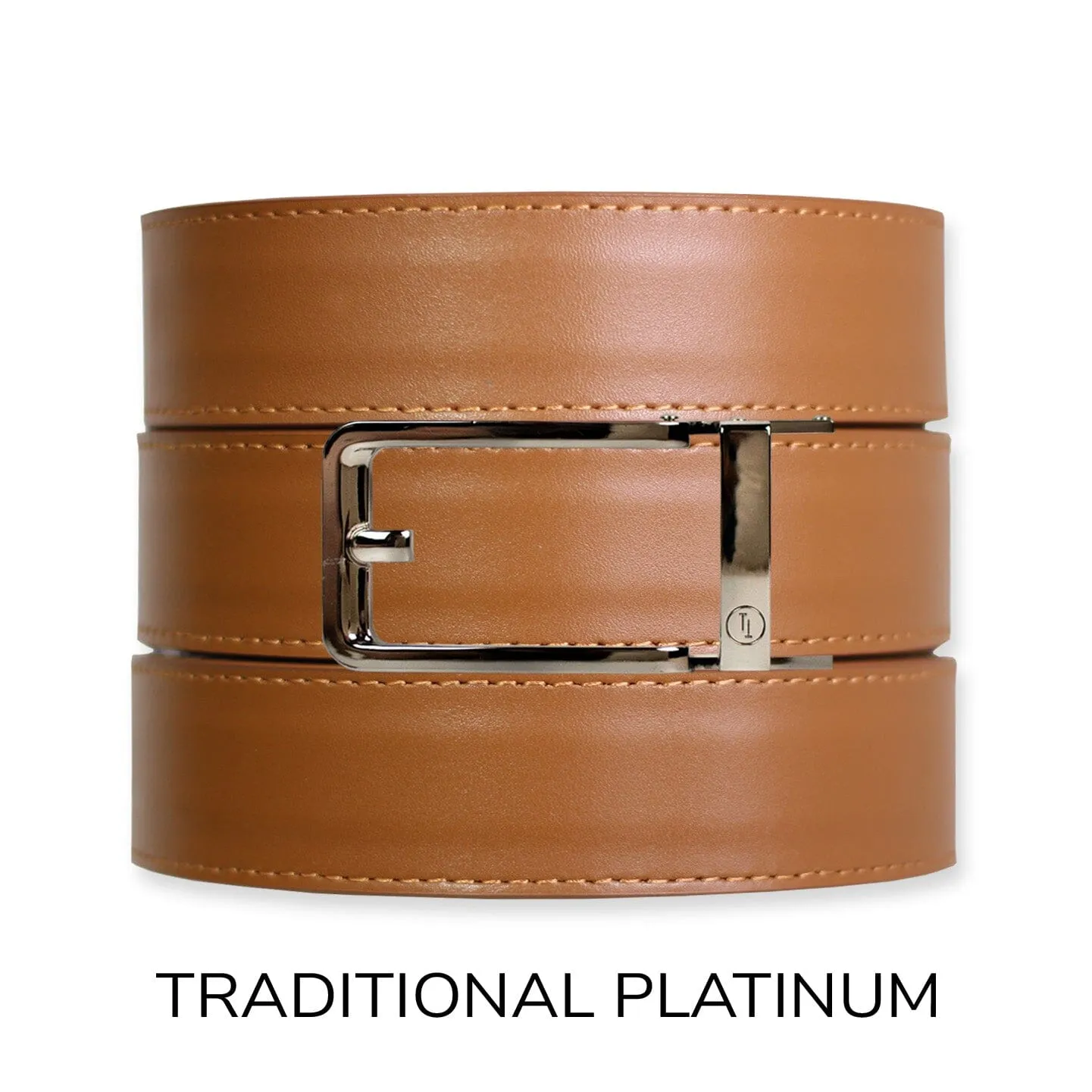 British Tan Top Grain Leather Ratchet Belt & Buckle Set