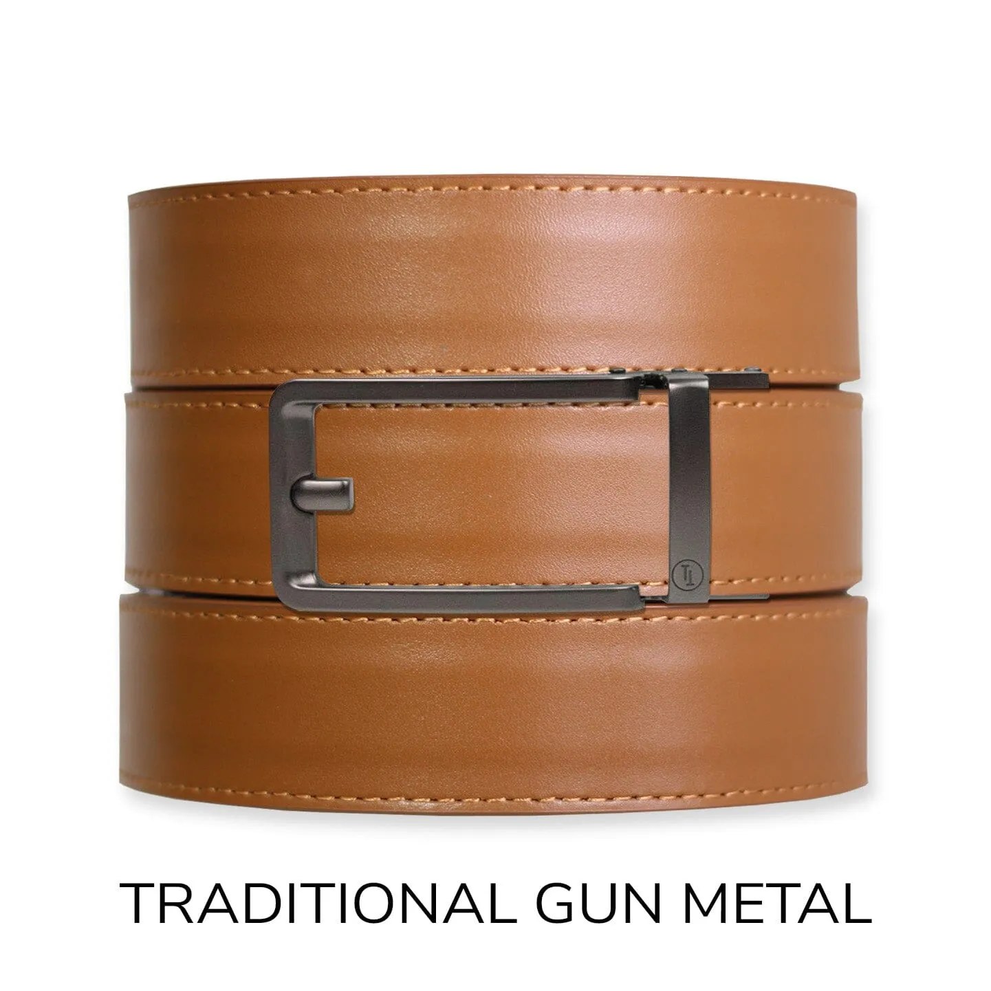 British Tan Top Grain Leather Ratchet Belt & Buckle Set