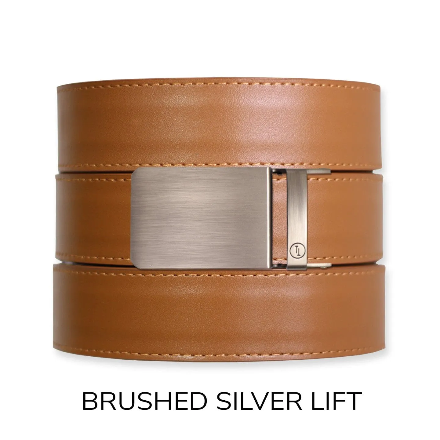 British Tan Top Grain Leather Ratchet Belt & Buckle Set