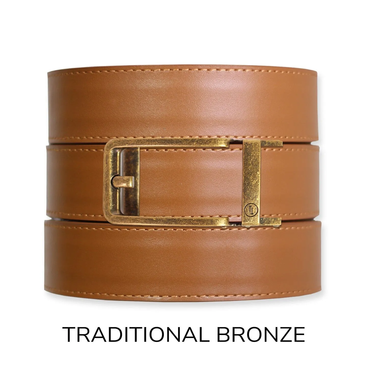 British Tan Top Grain Leather Ratchet Belt & Buckle Set