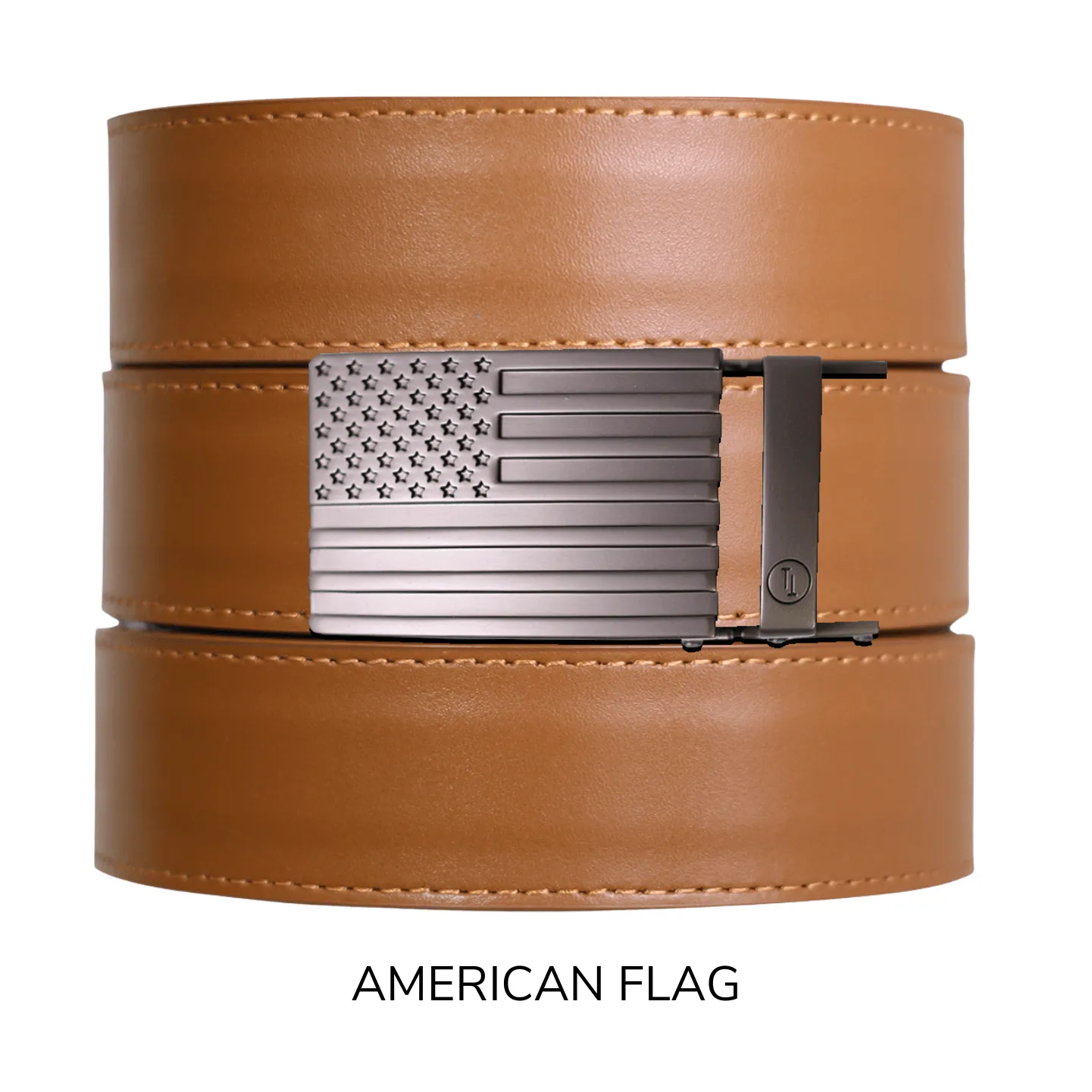 British Tan Top Grain Leather Ratchet Belt & Buckle Set