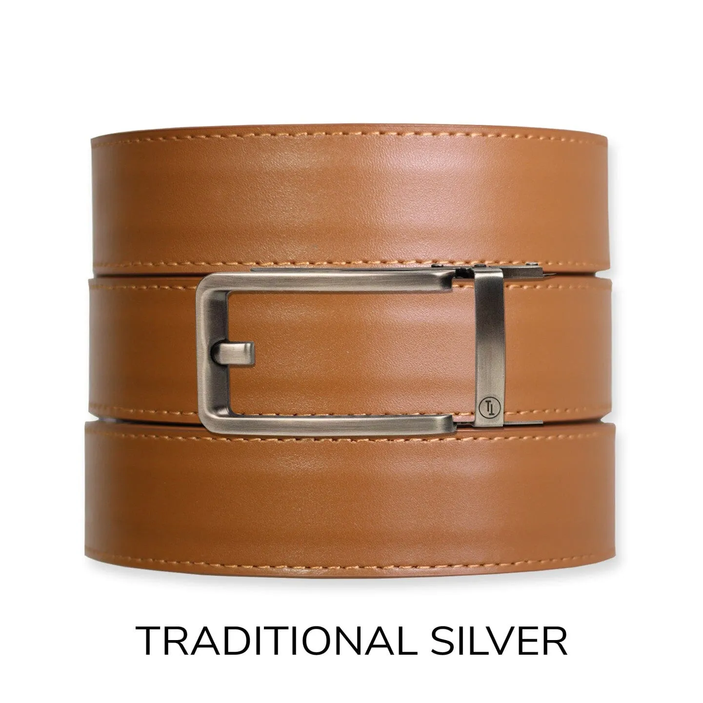 British Tan Top Grain Leather Ratchet Belt & Buckle Set
