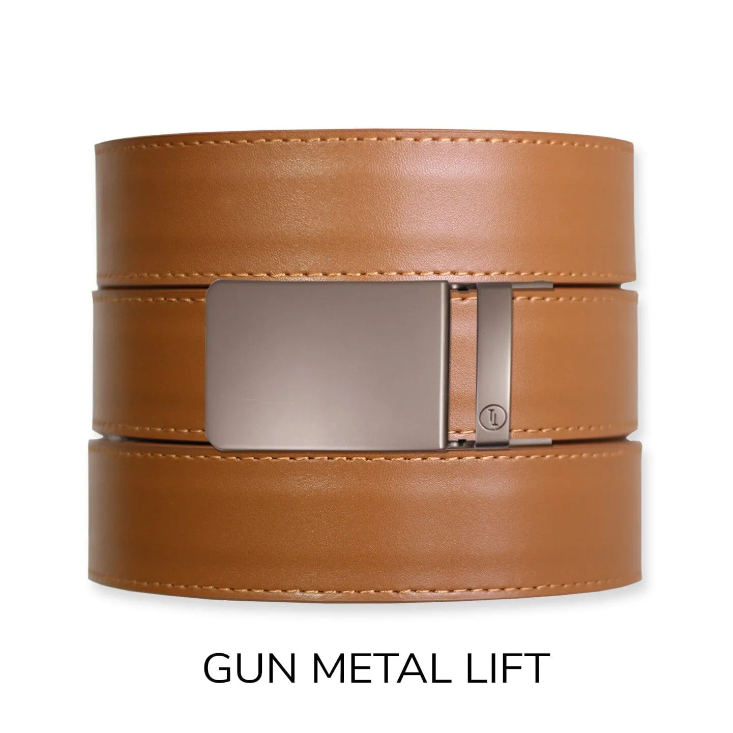 British Tan Top Grain Leather Ratchet Belt & Buckle Set