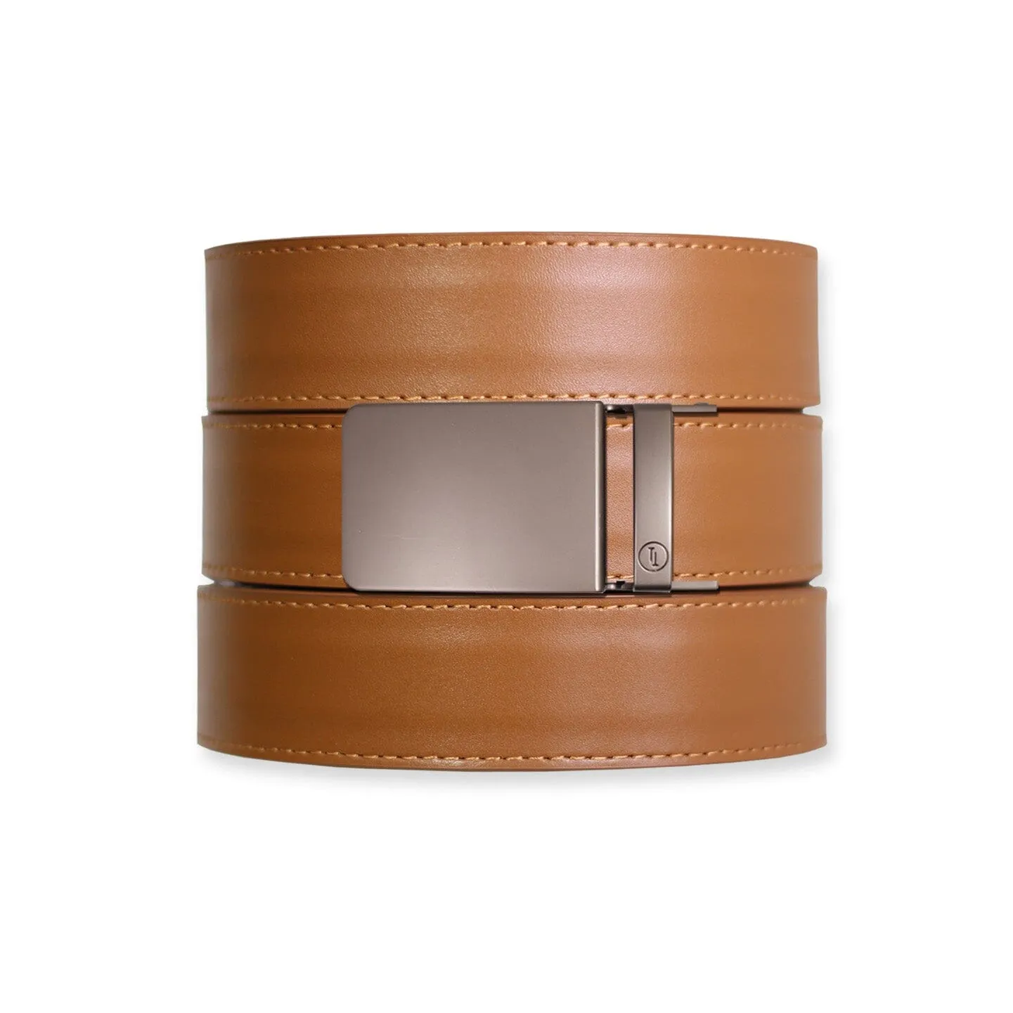 British Tan Top Grain Leather Ratchet Belt & Buckle Set