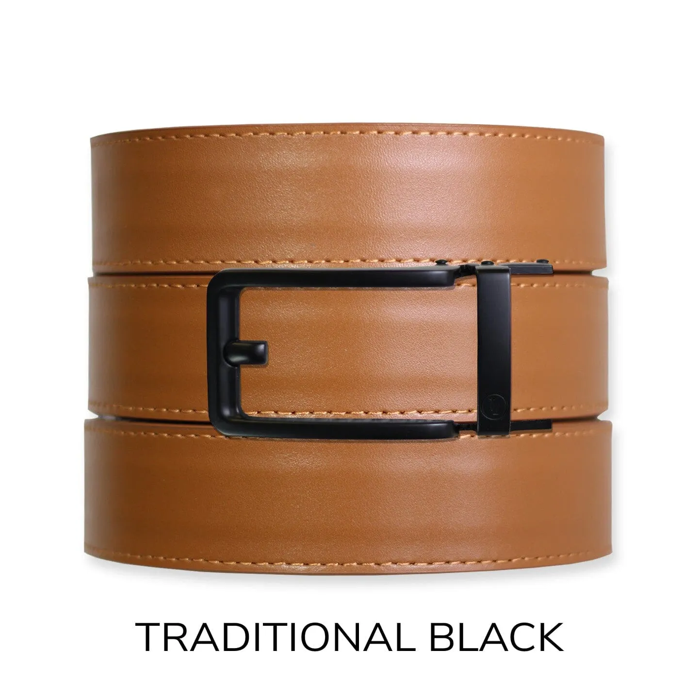 British Tan Top Grain Leather Ratchet Belt & Buckle Set
