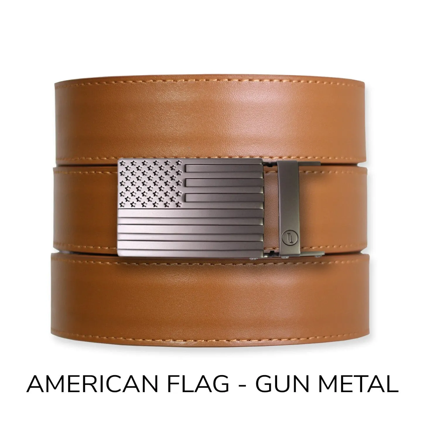 British Tan Top Grain Leather Ratchet Belt & Buckle Set