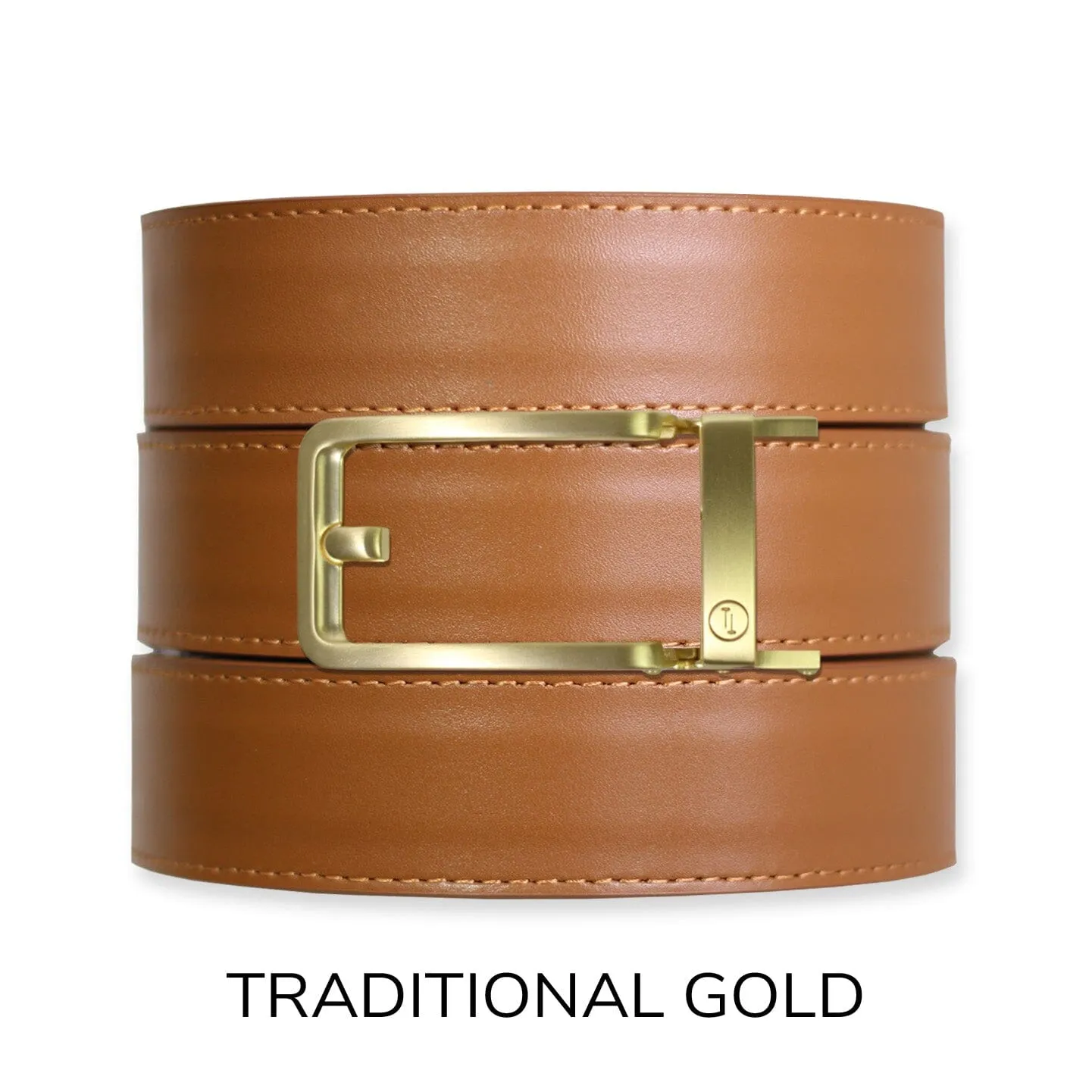 British Tan Top Grain Leather Ratchet Belt & Buckle Set