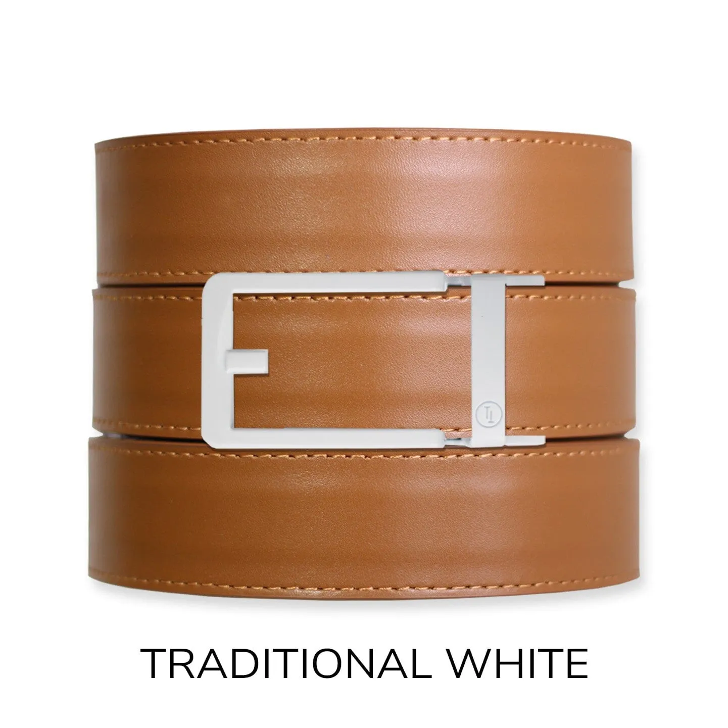 British Tan Top Grain Leather Ratchet Belt & Buckle Set