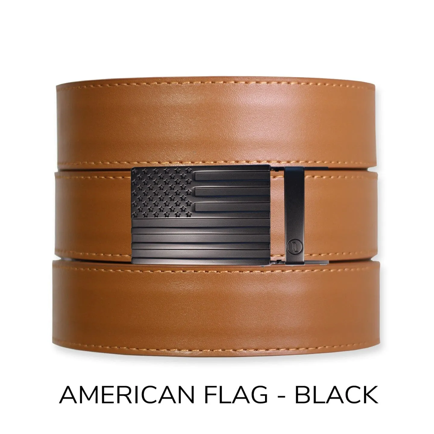 British Tan Top Grain Leather Ratchet Belt & Buckle Set