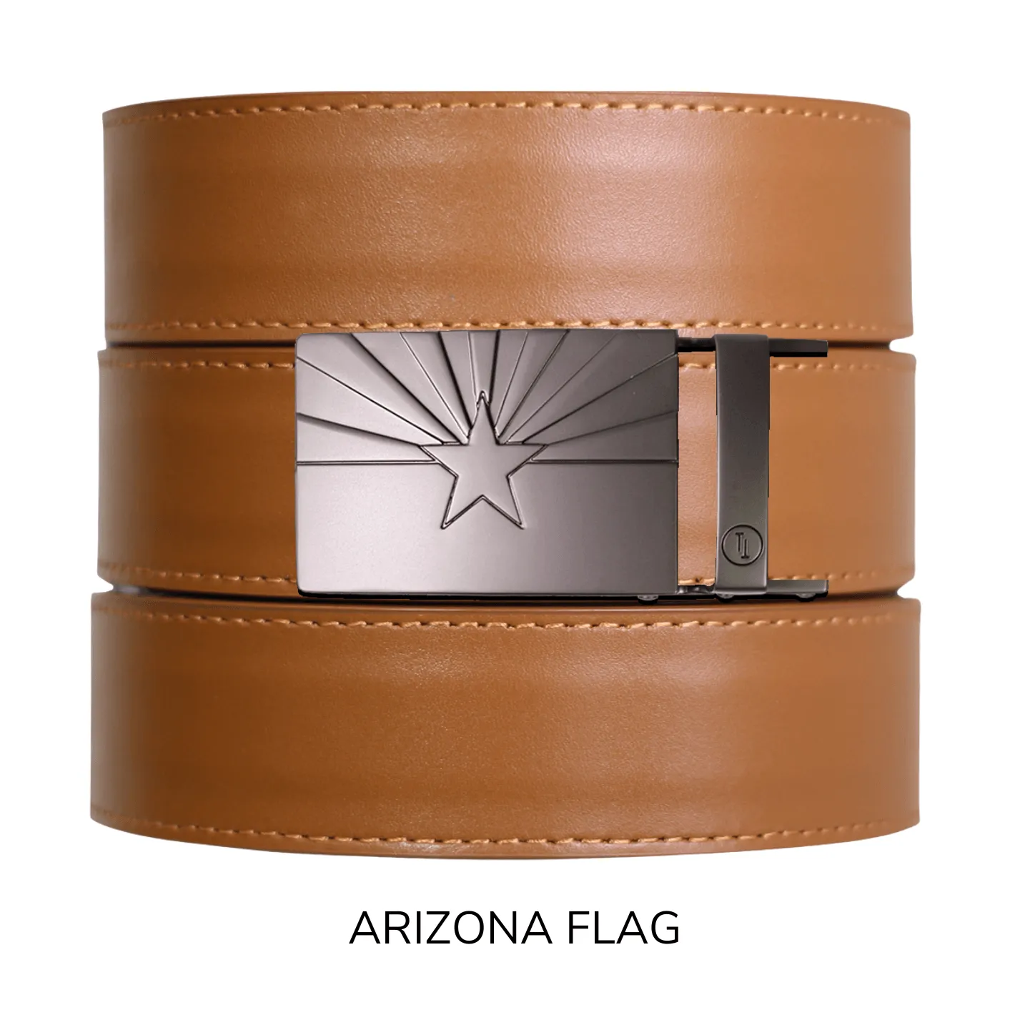 British Tan Top Grain Leather Ratchet Belt & Buckle Set