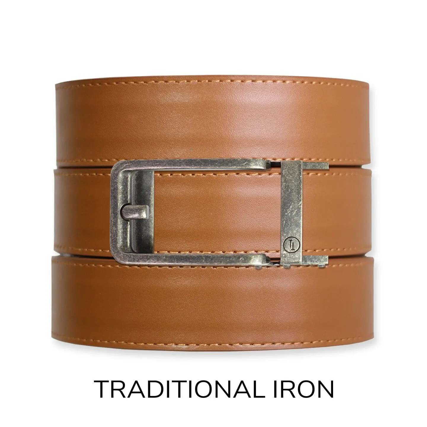 British Tan Top Grain Leather Ratchet Belt & Buckle Set