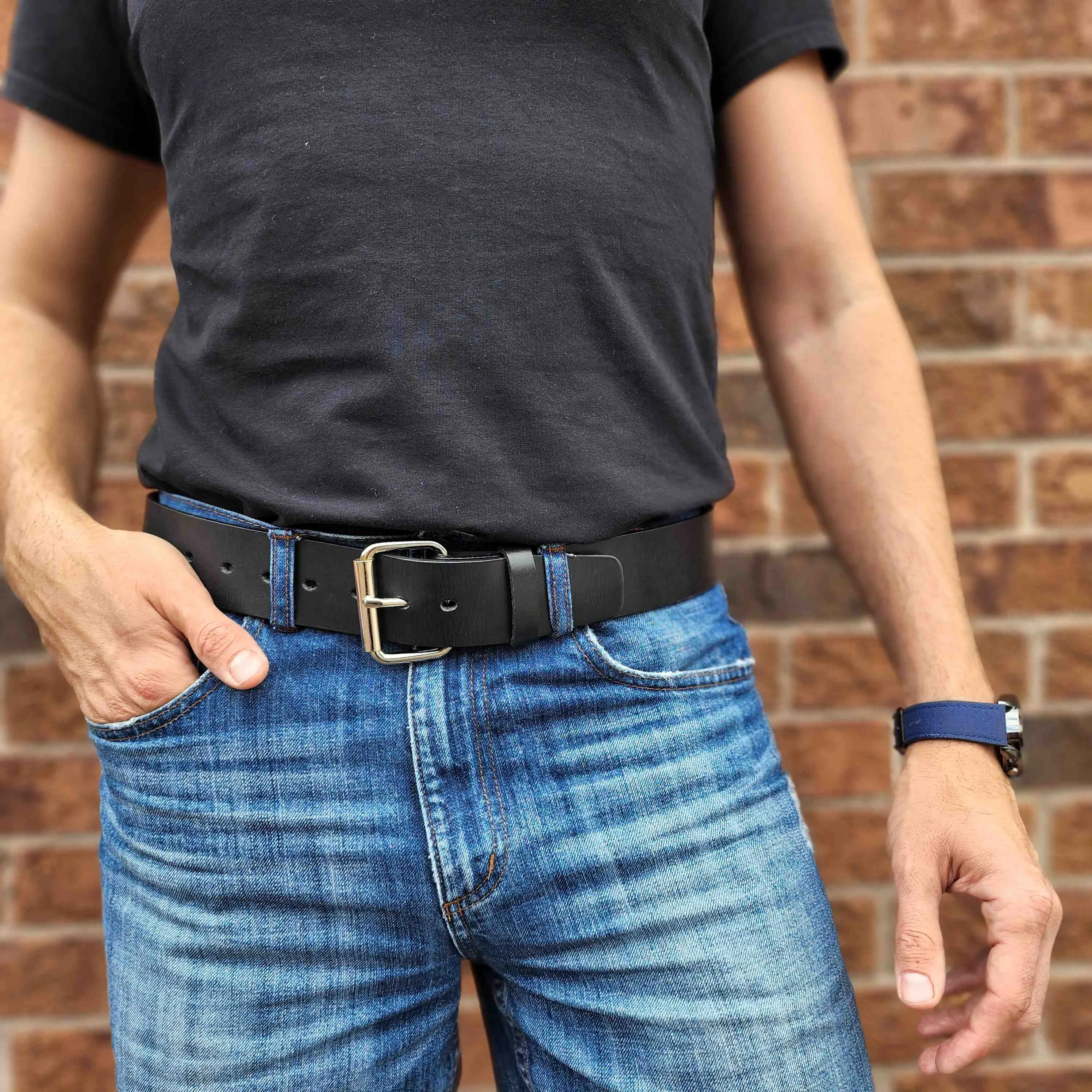 Brown 45 mm 100% Full Grain Bridle Leather Belt for Jeans