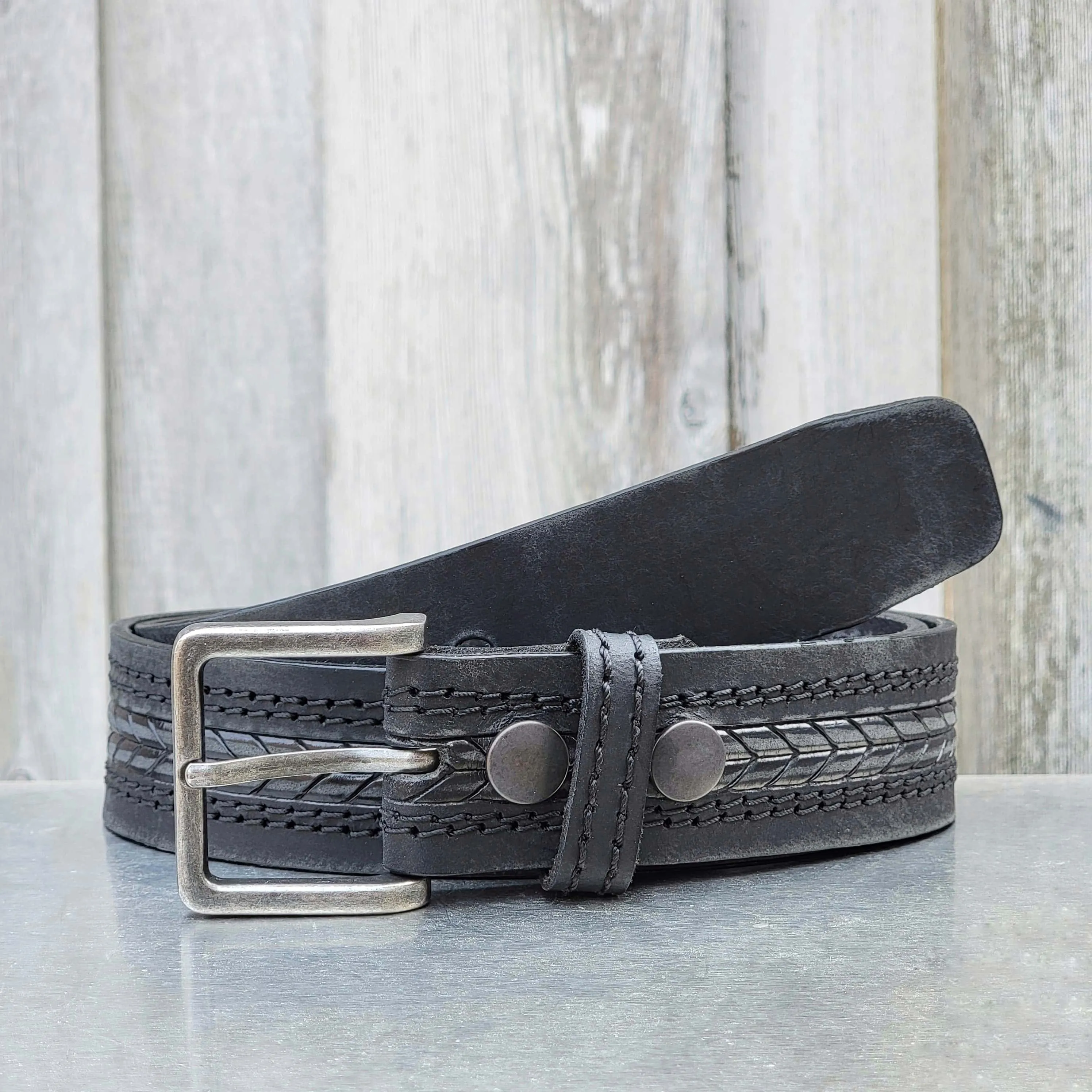 Brown Arrow Patterned 100% Real Distressed Leather Belt