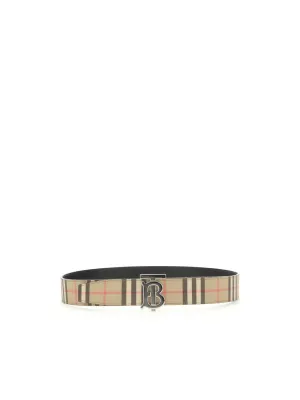 Burberry Logo Plaque Checked Reversible Belt