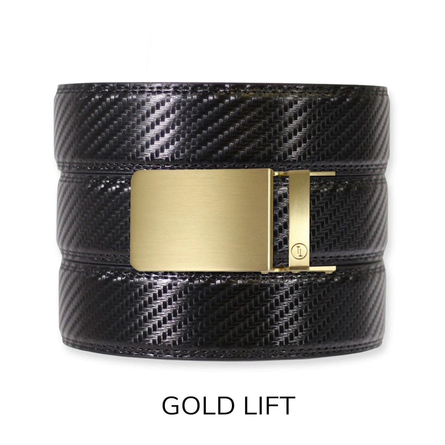 Carbon Black Leather Ratchet Belt & Buckle Set
