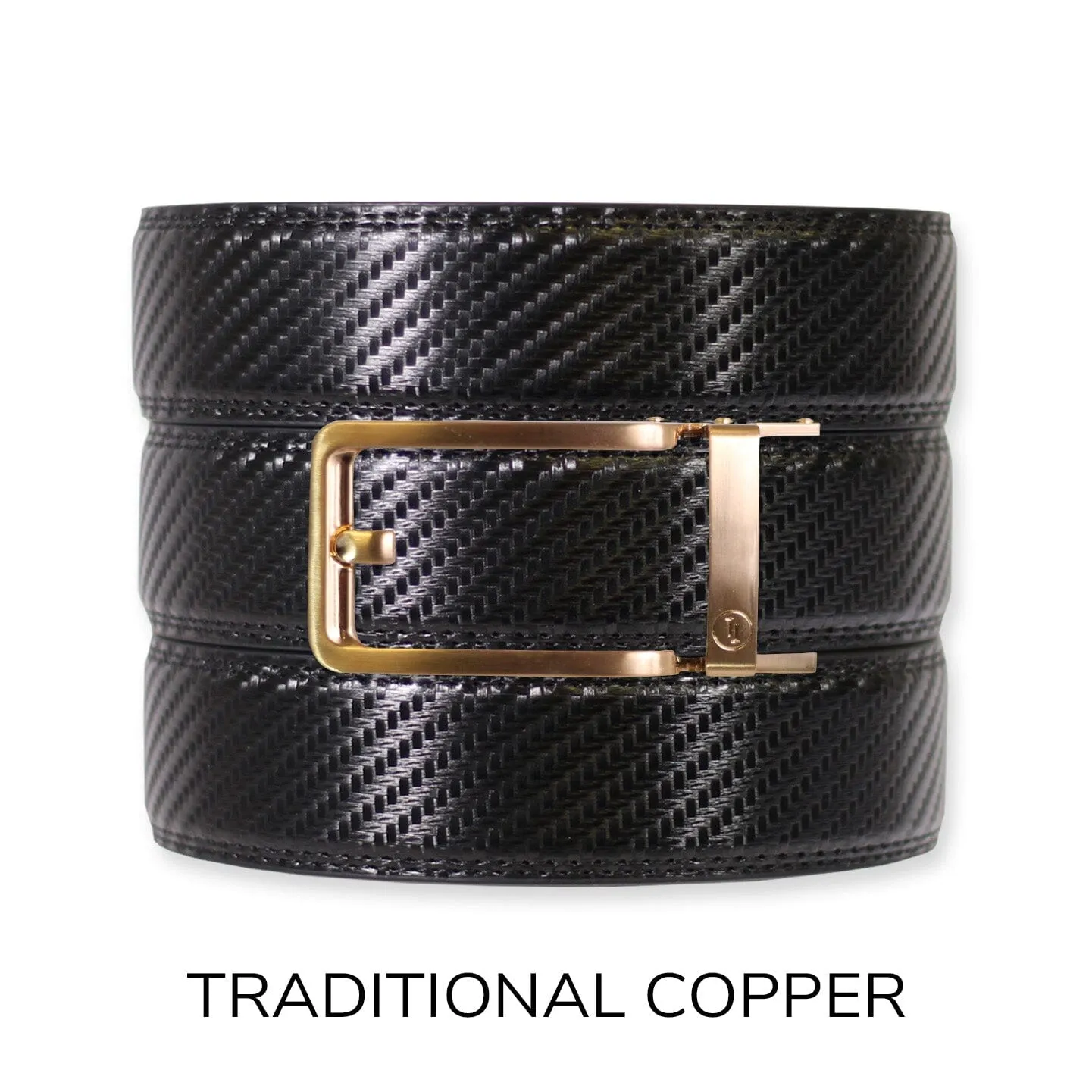 Carbon Black Leather Ratchet Belt & Buckle Set