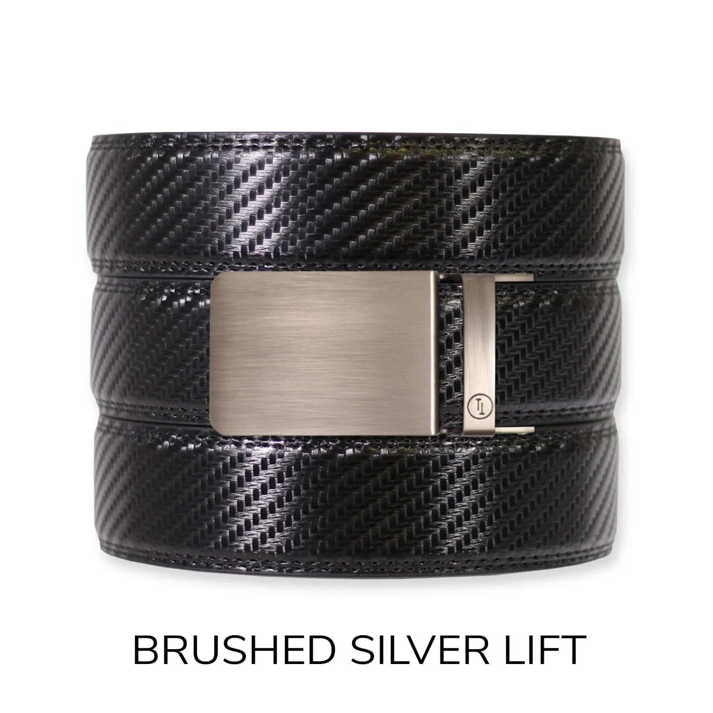 Carbon Black Leather Ratchet Belt & Buckle Set
