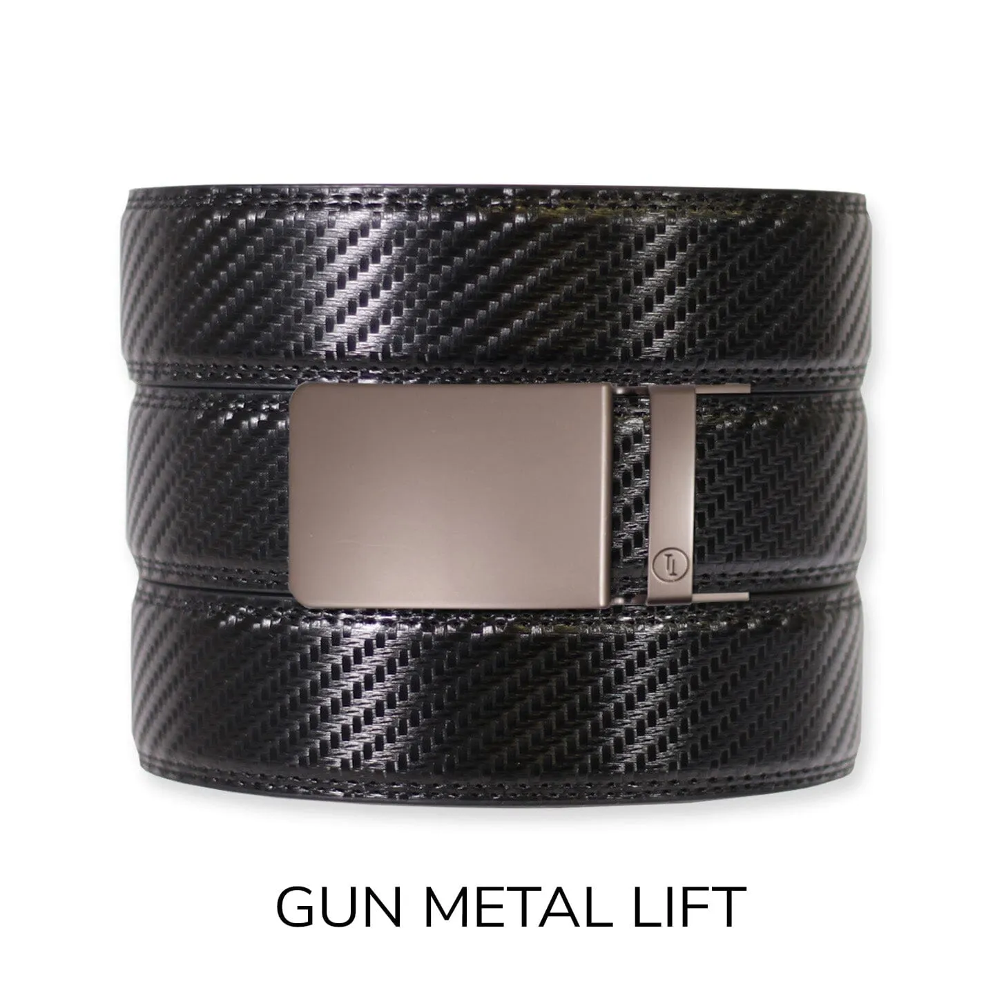 Carbon Black Leather Ratchet Belt & Buckle Set