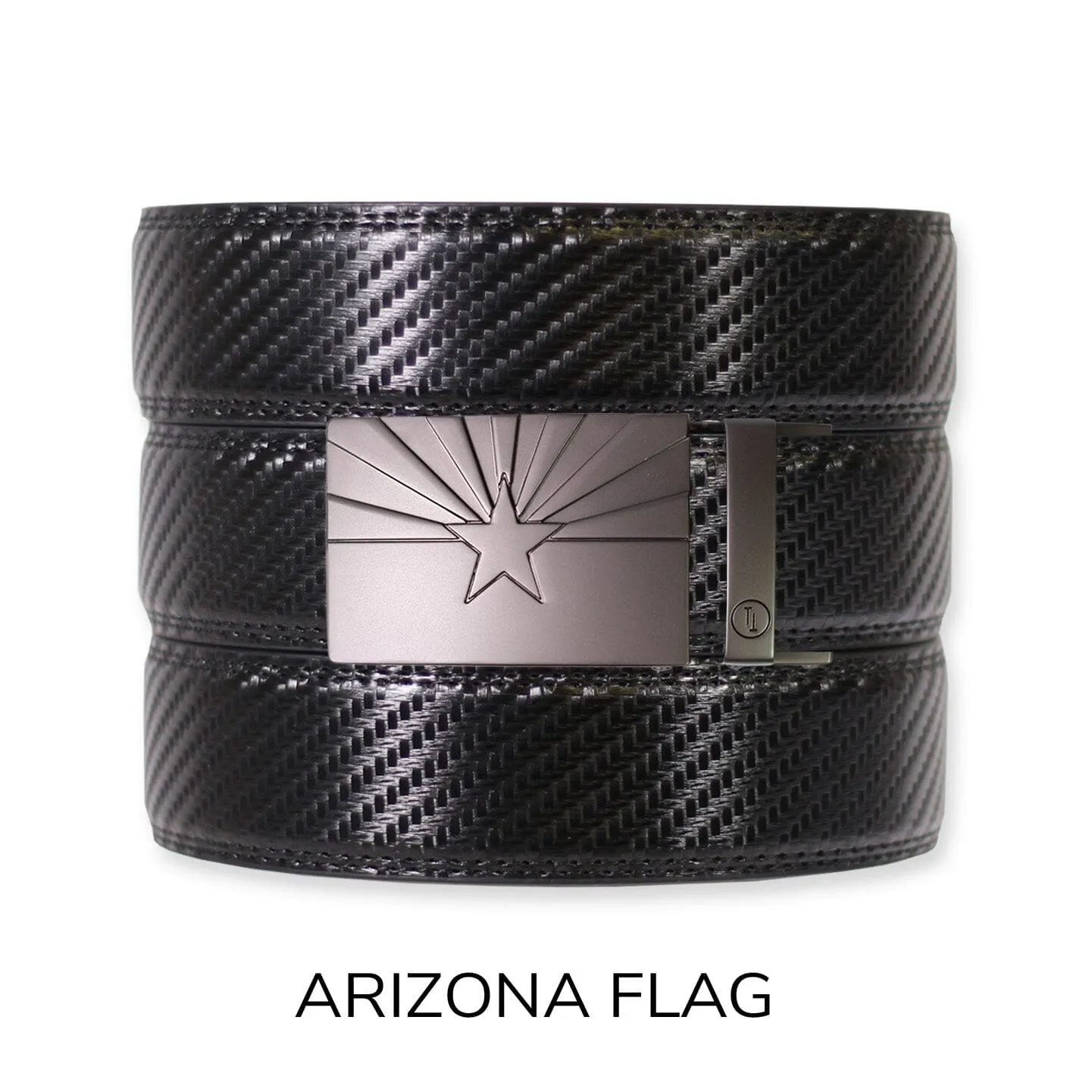 Carbon Black Leather Ratchet Belt & Buckle Set