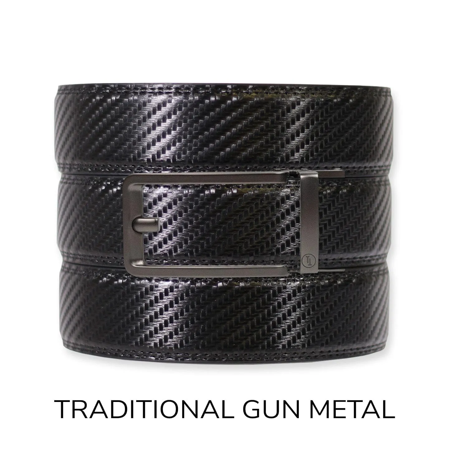 Carbon Black Leather Ratchet Belt & Buckle Set