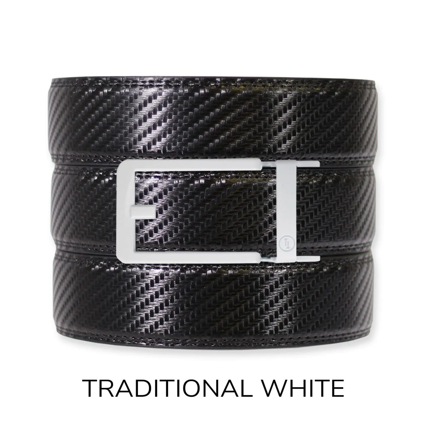 Carbon Black Leather Ratchet Belt & Buckle Set
