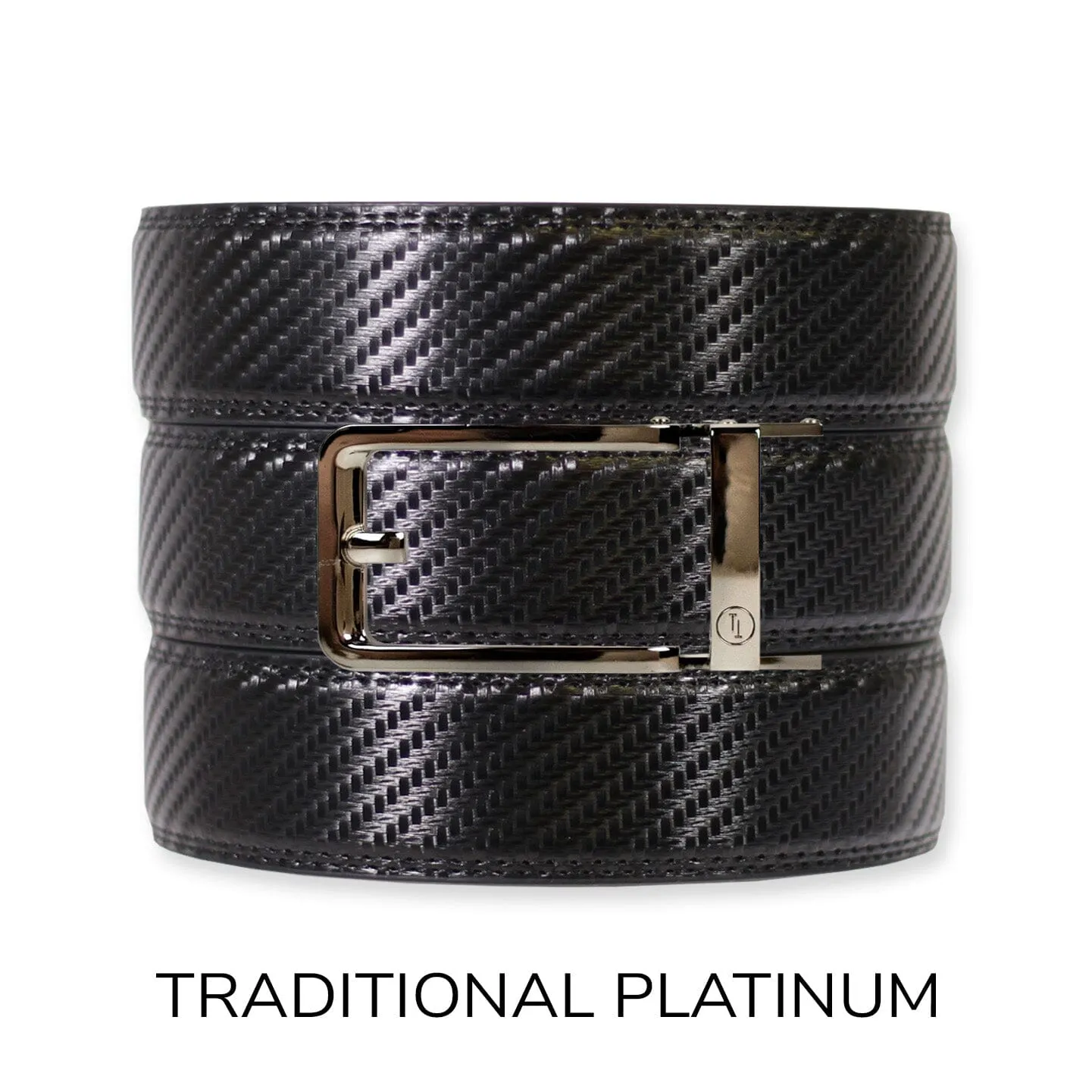 Carbon Black Leather Ratchet Belt & Buckle Set
